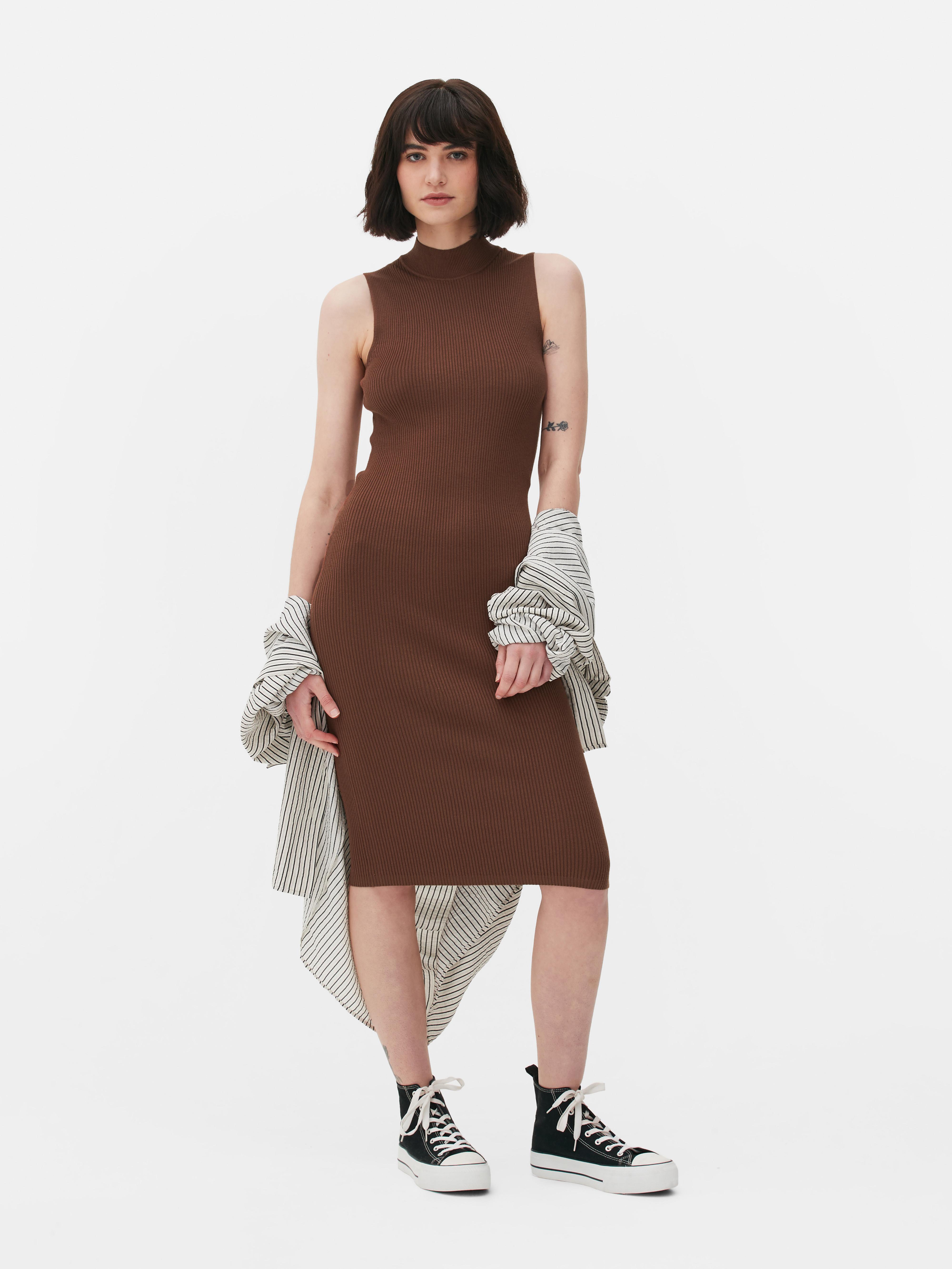 Brown knit dress online