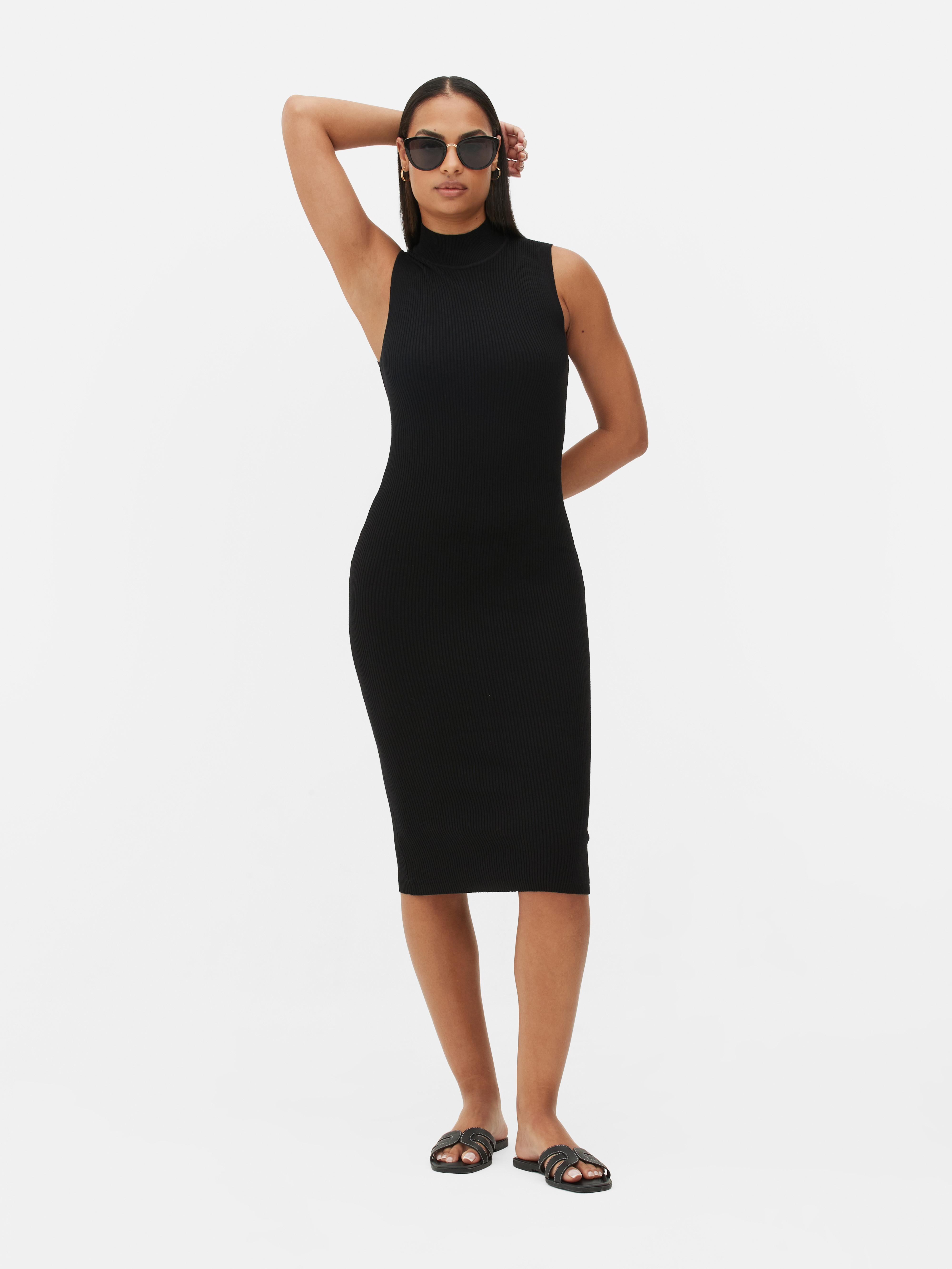 Women's Black Sleeveless Midi Knit Dress | Primark