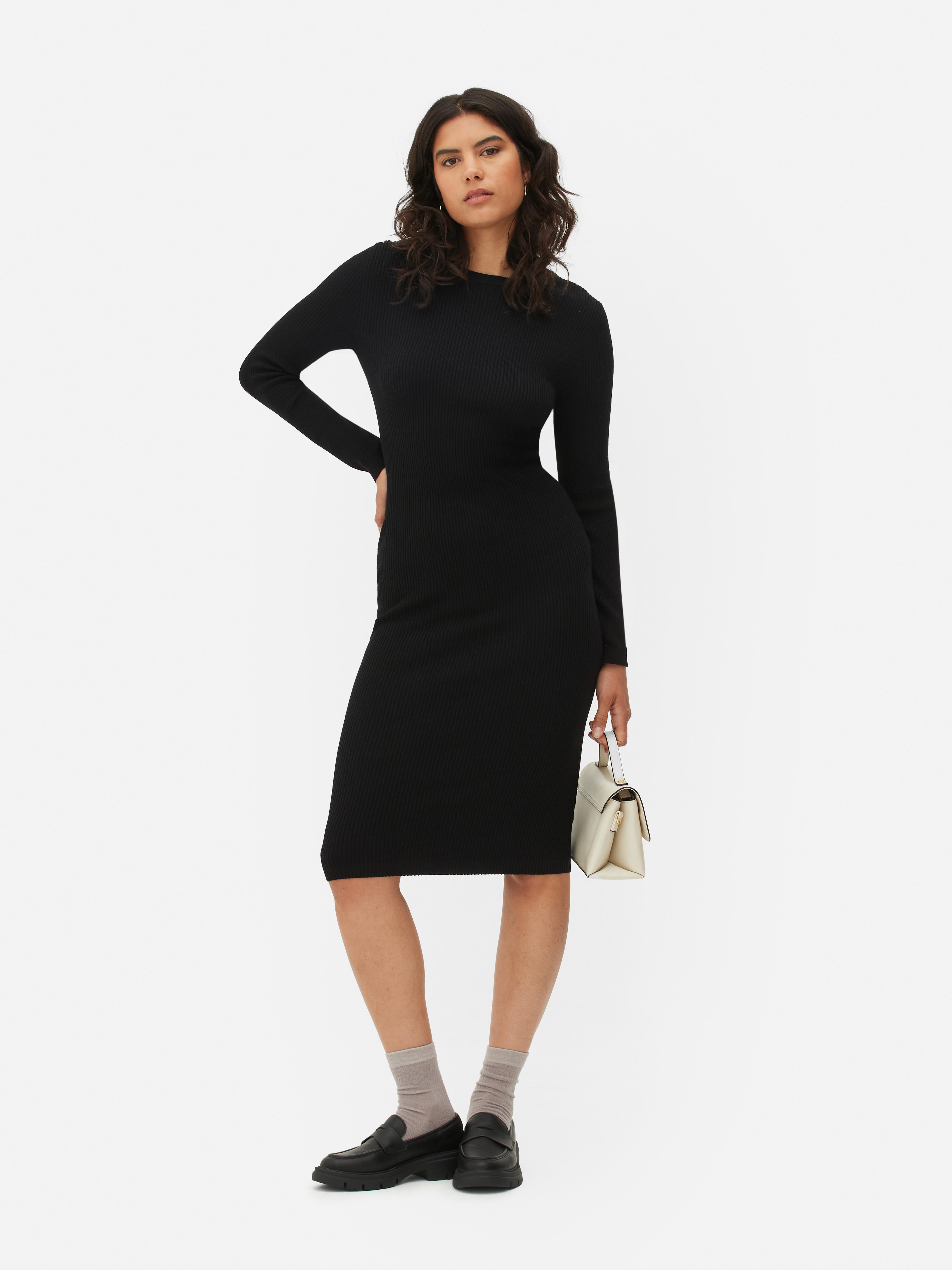 Womens Black Long Sleeve Crew Neck Jumper Dress Primark