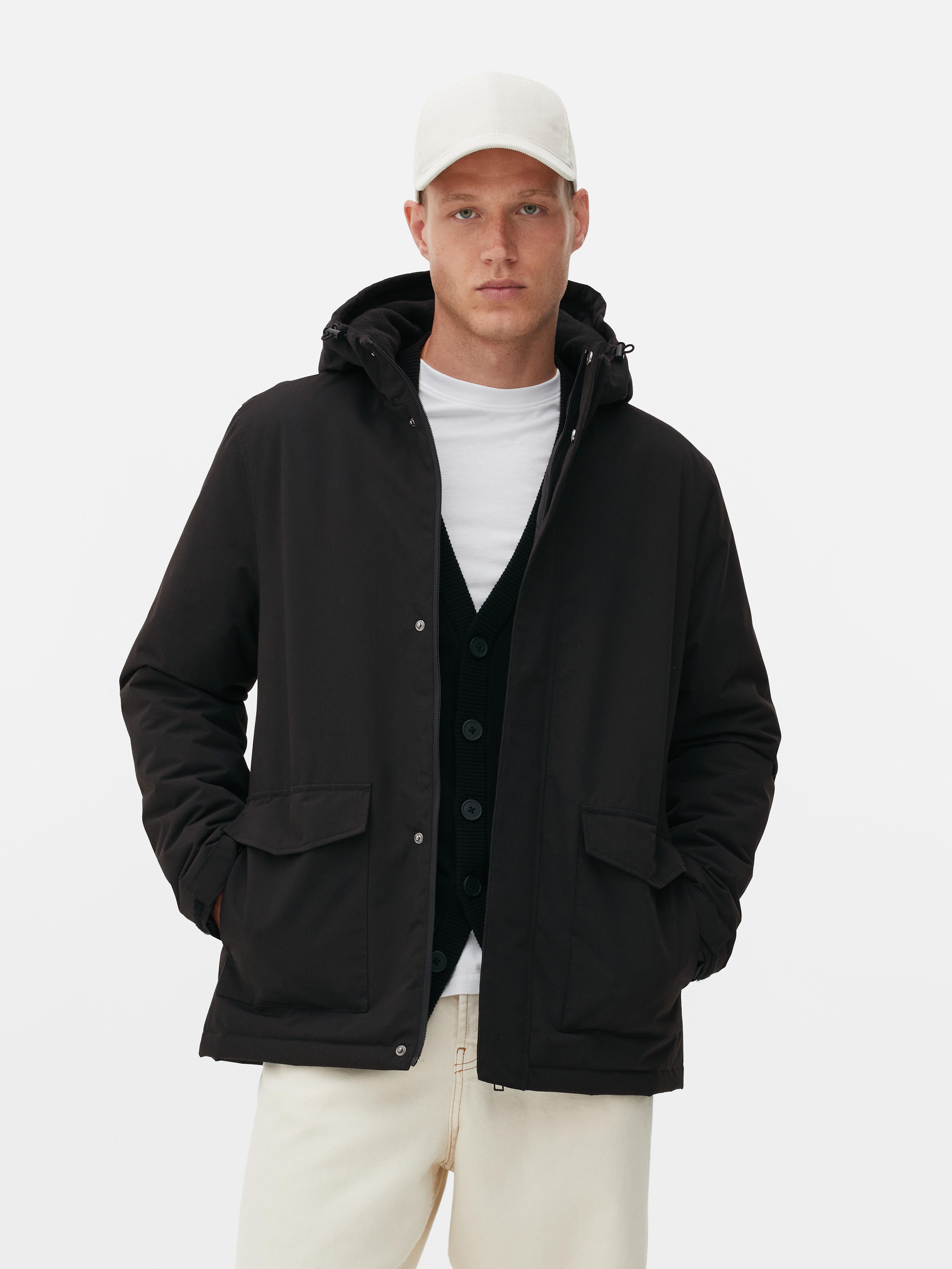 Mens Black Short Padded Coat Primark