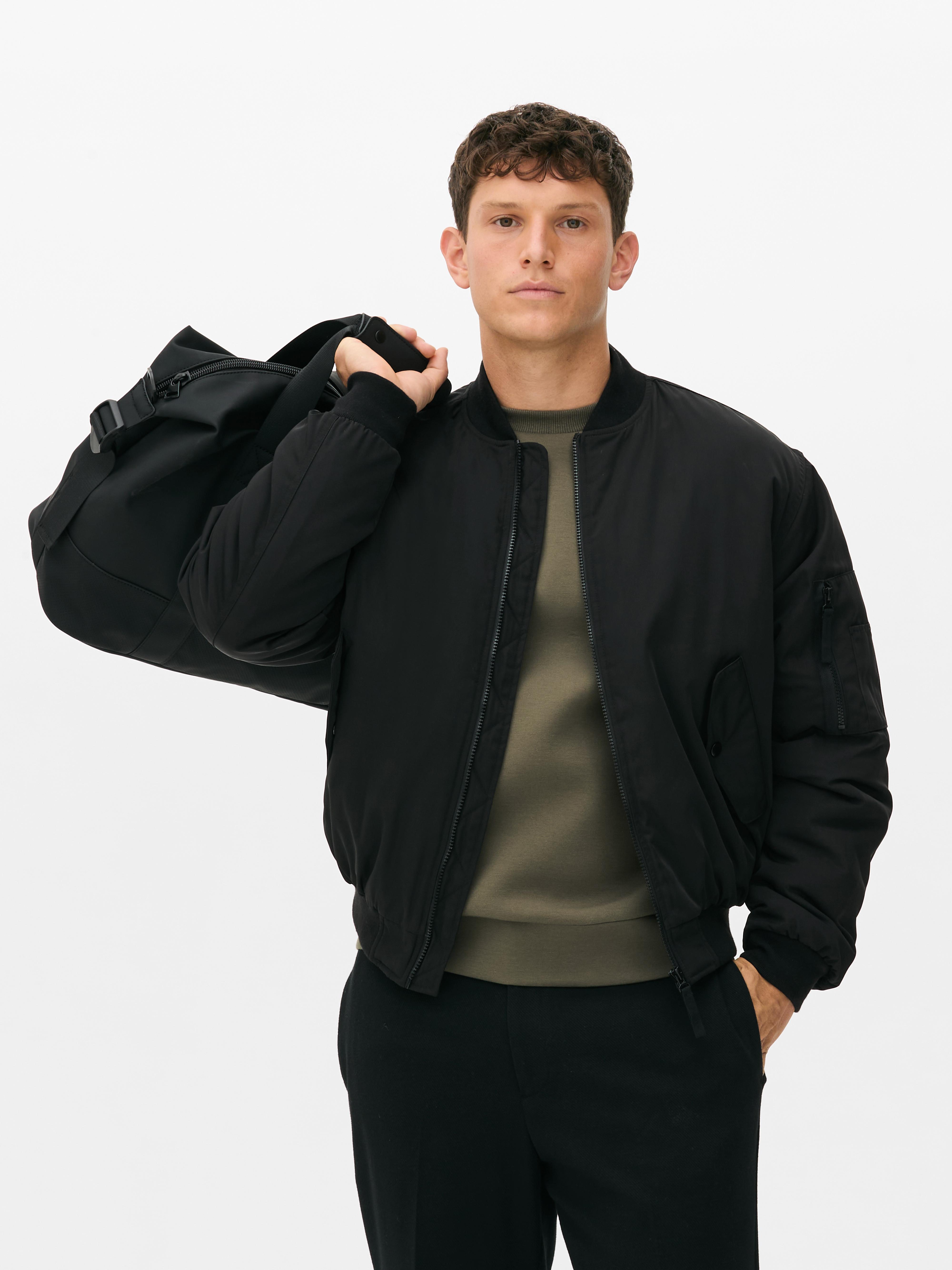 Mens Black Classic Bomber Jacket Primark