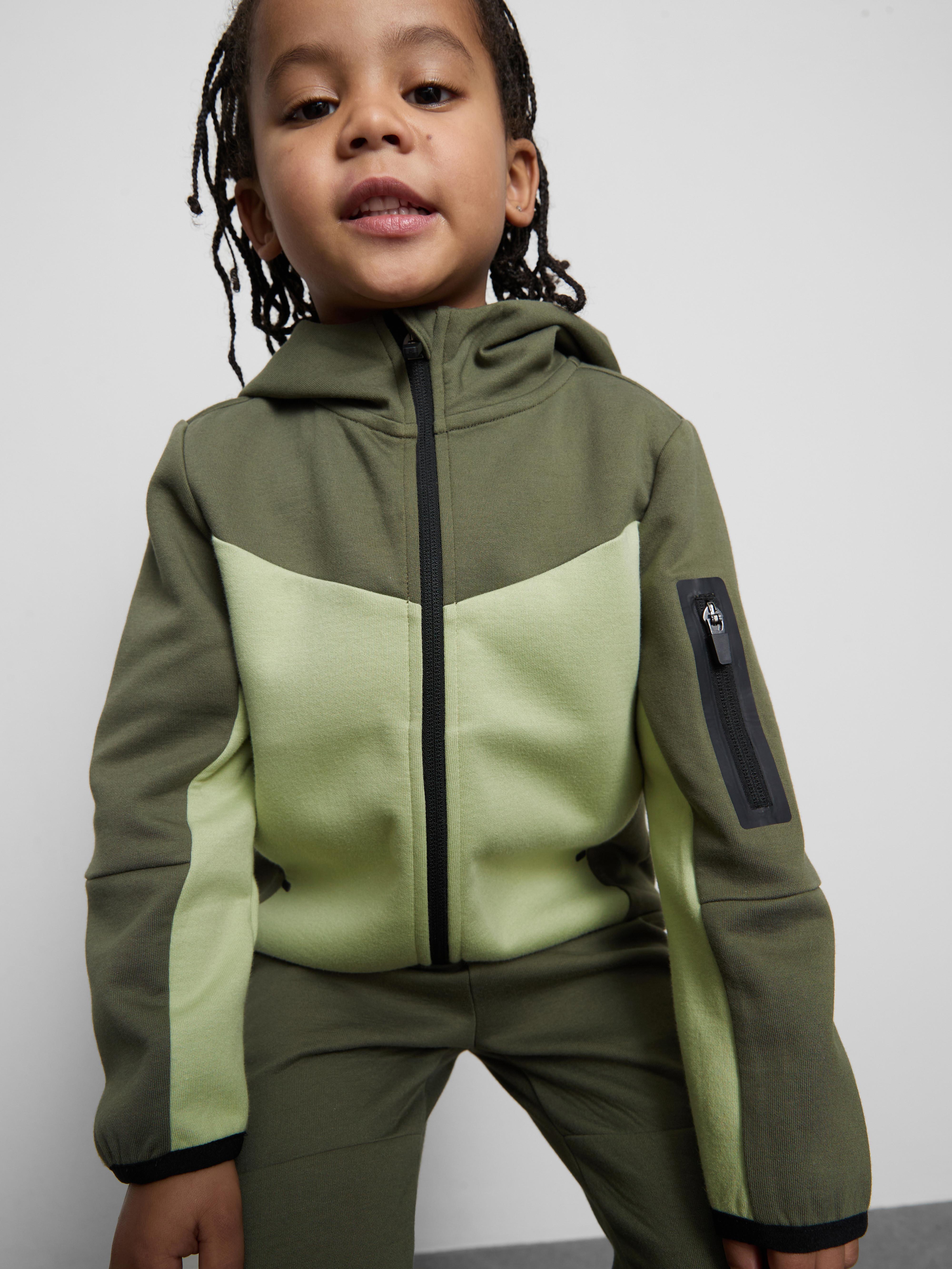 Boys Olive Bonded Zip Hoodie