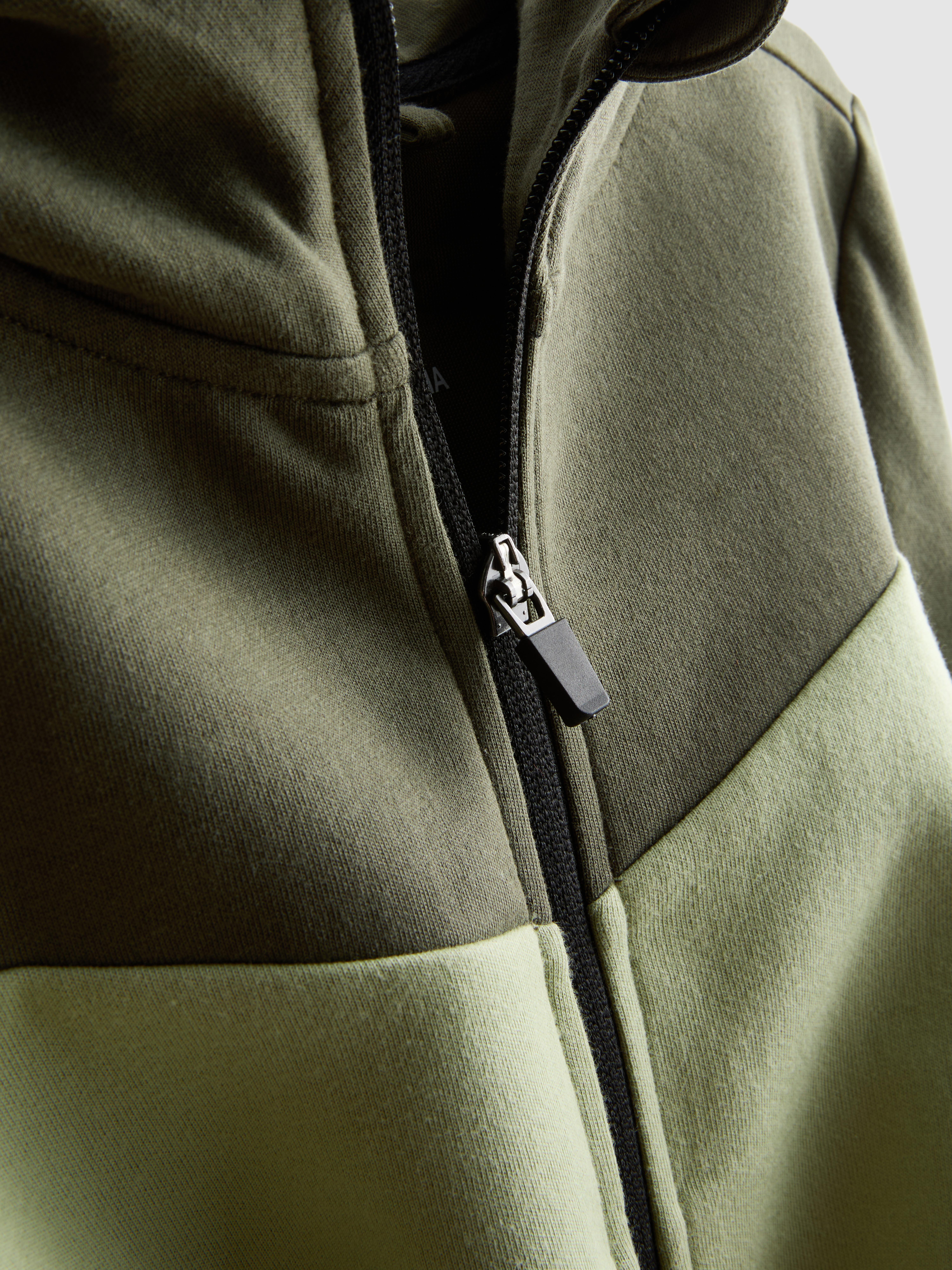 Boys Olive Bonded Zip Hoodie