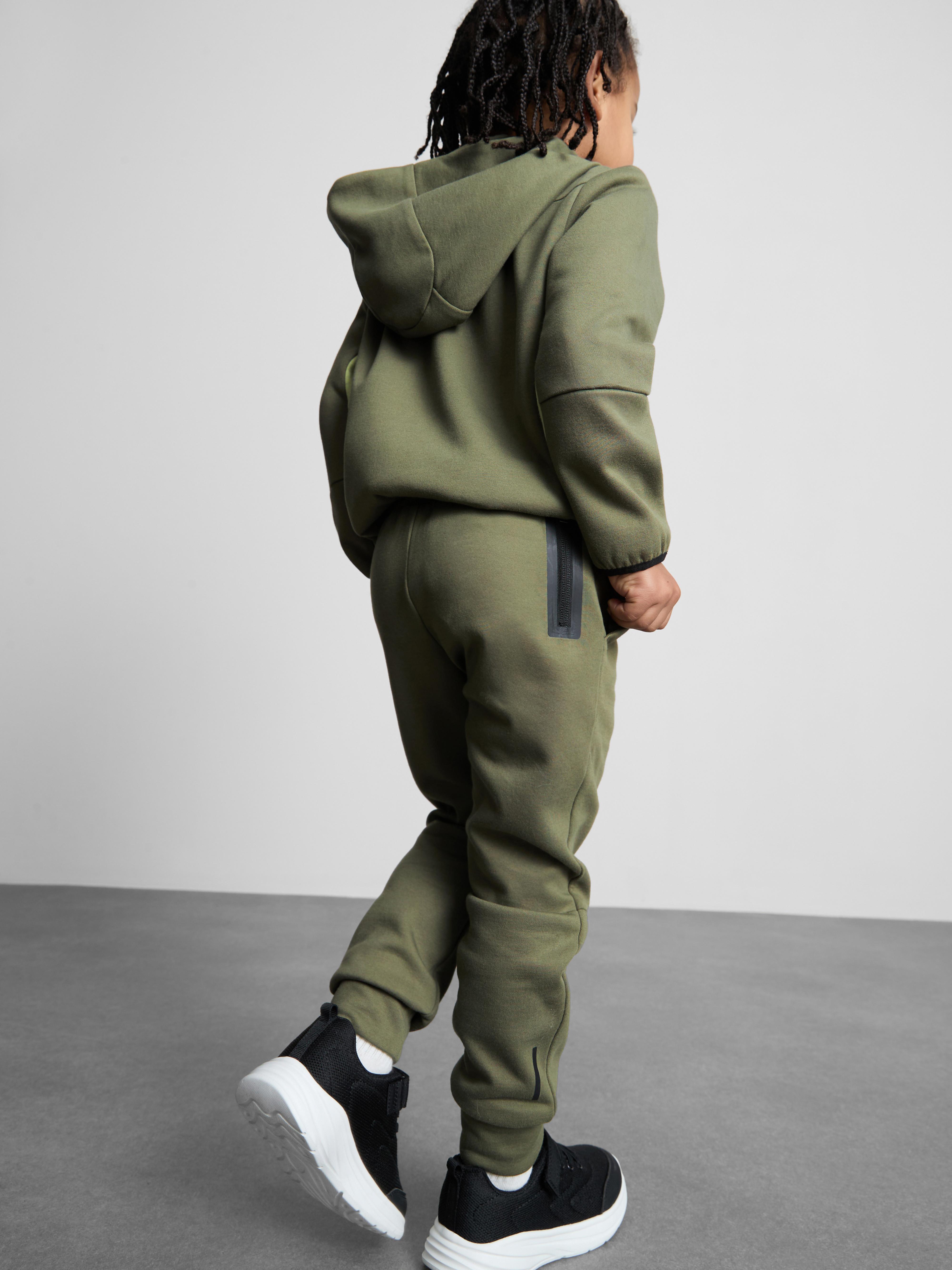 Boys Olive Bonded Cuffed Joggers