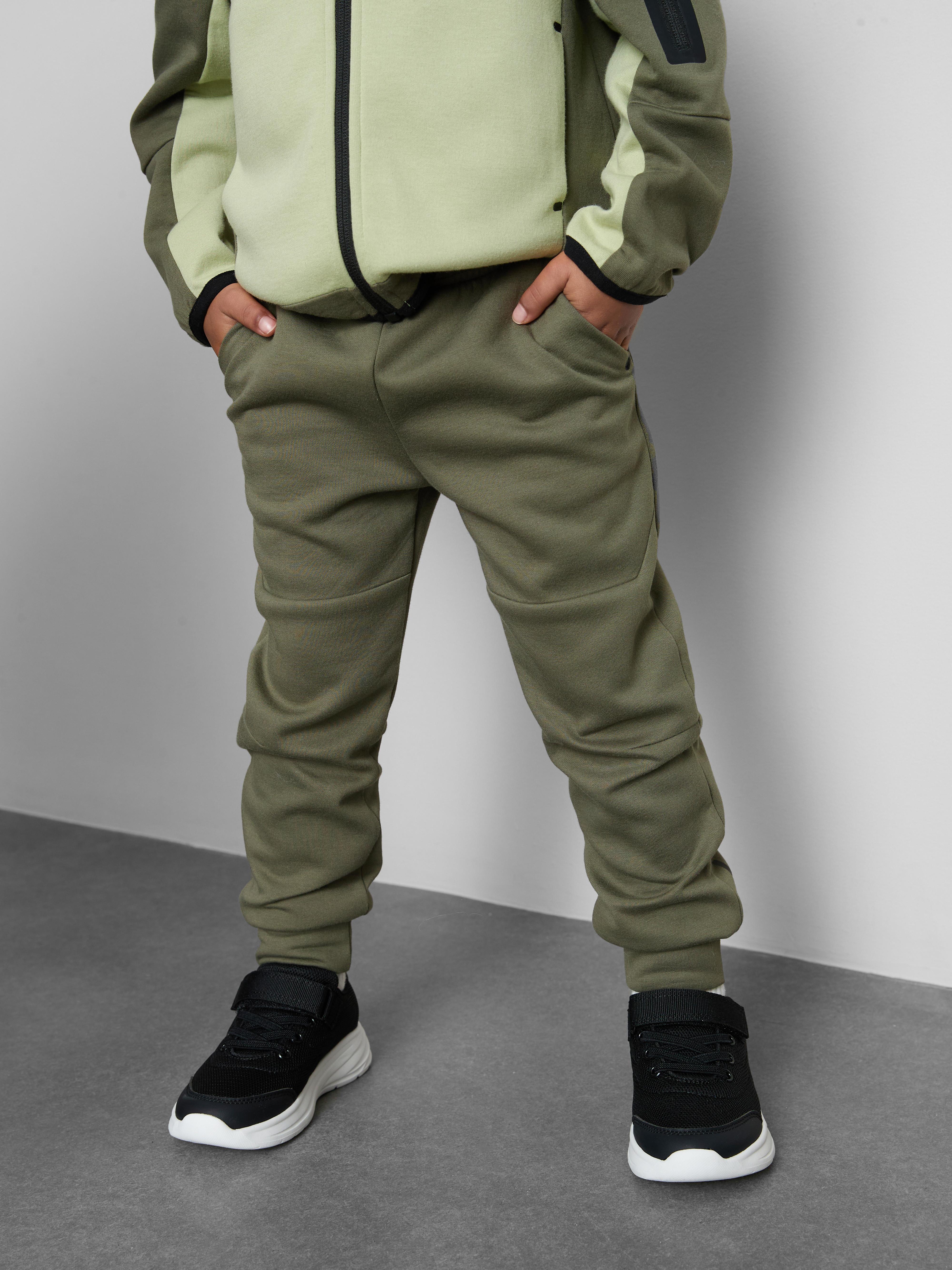 Boys Olive Bonded Cuffed Joggers