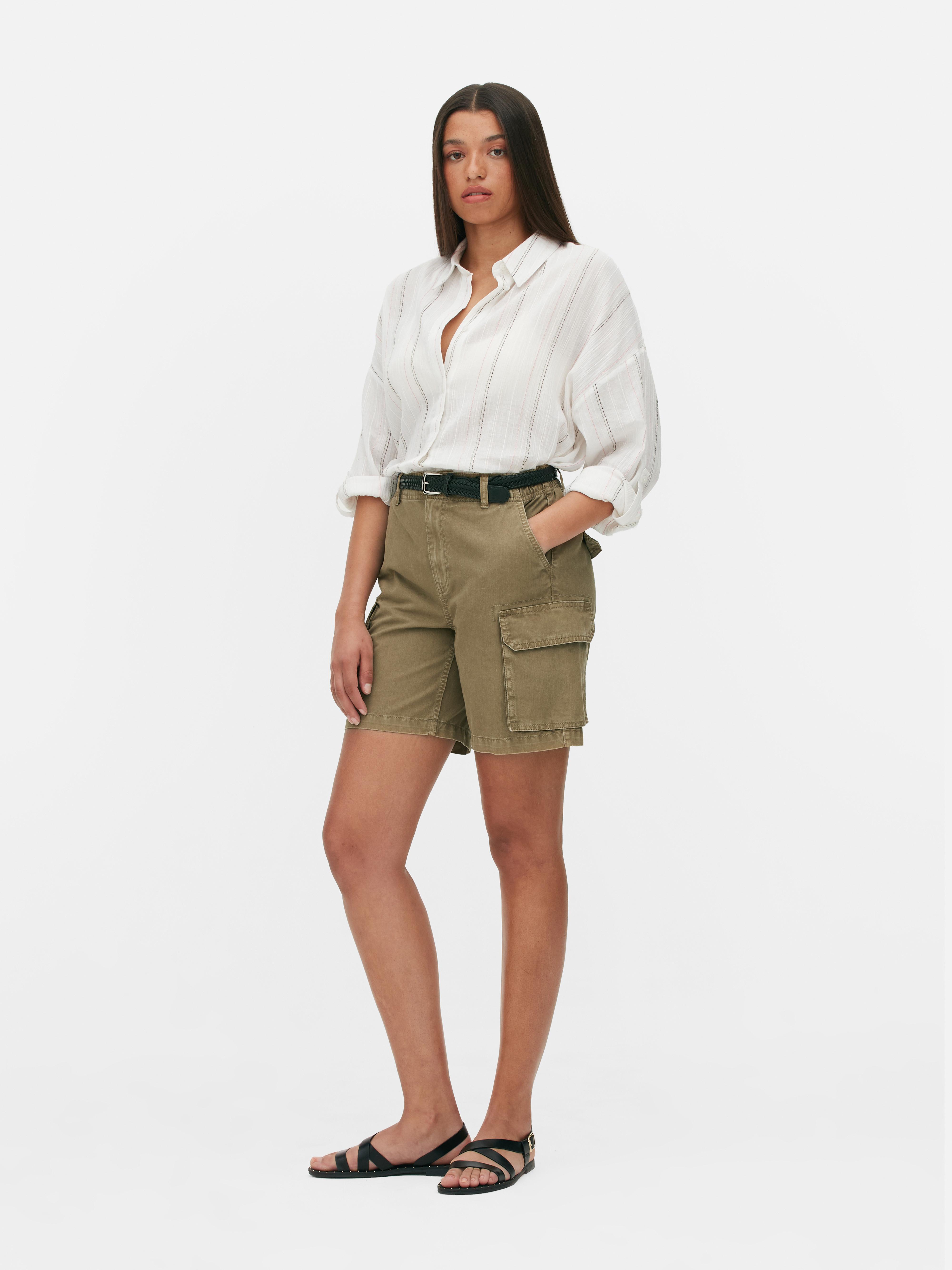 Women's Khaki Relaxed Fit Cargo Shorts | Penneys