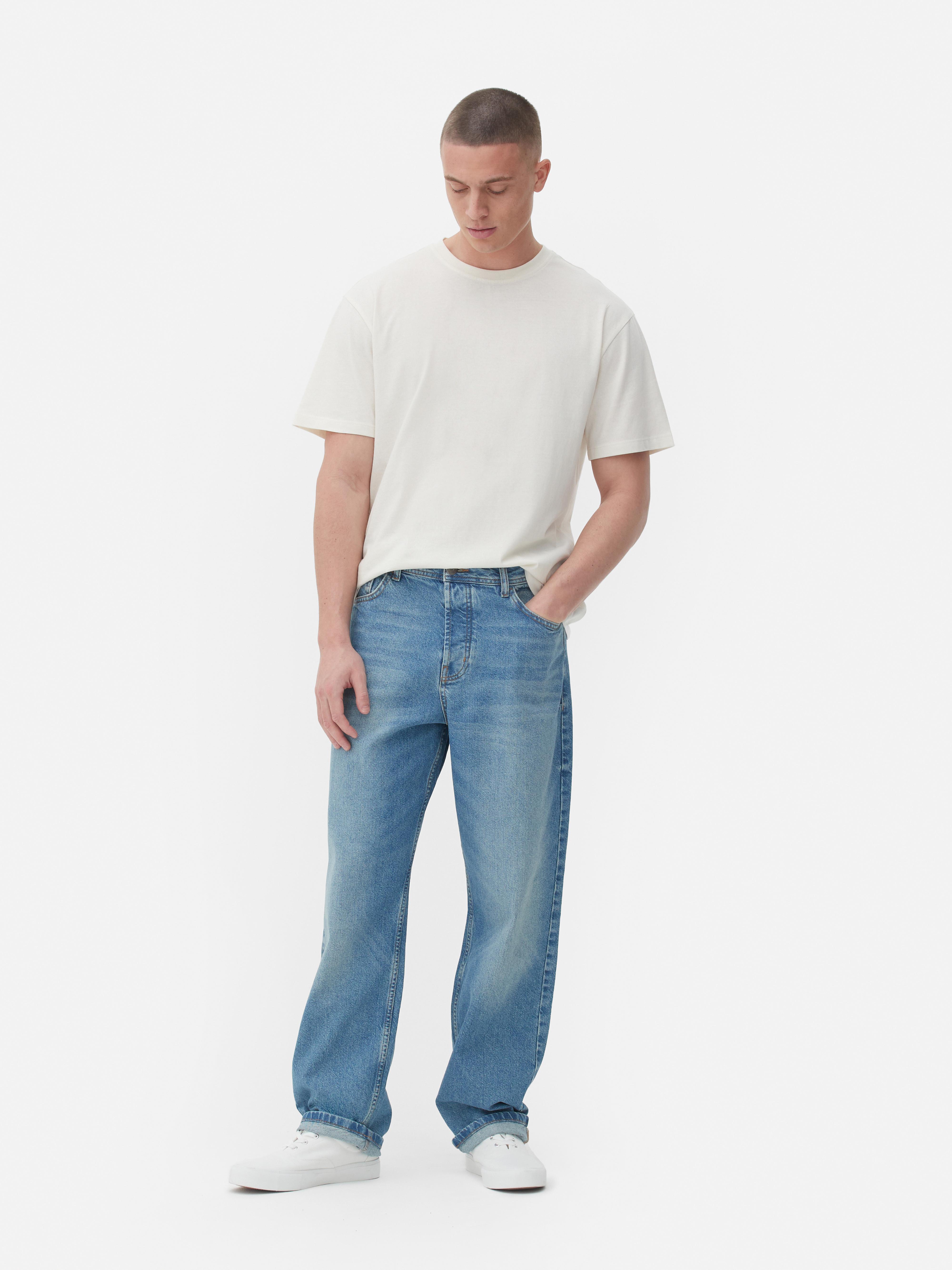 Mens Mid Blue Loose Fit Denim Jeans | Primark