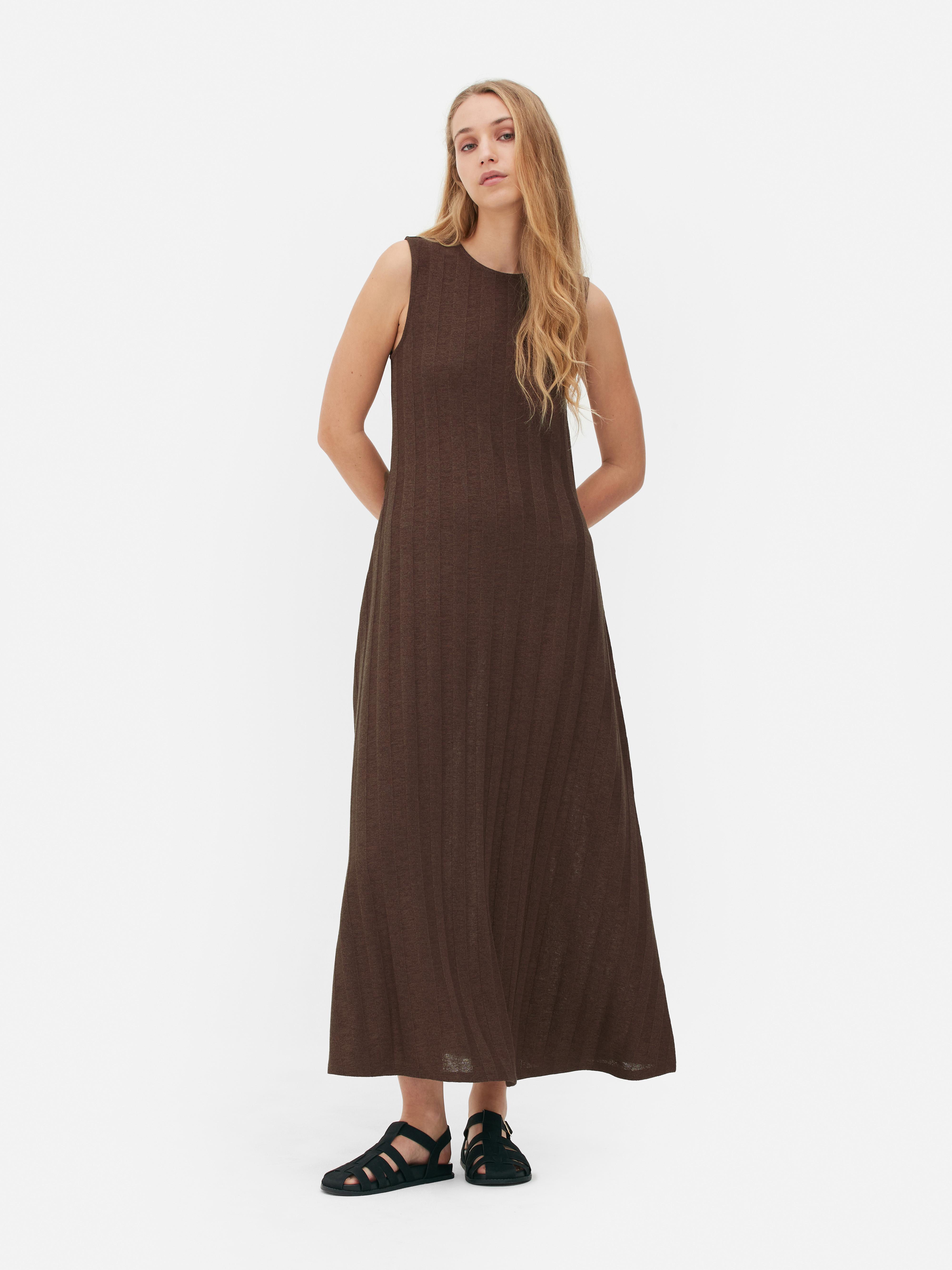 Womens Brown Textured Stripe Sleeveless Maxi Dress | Primark