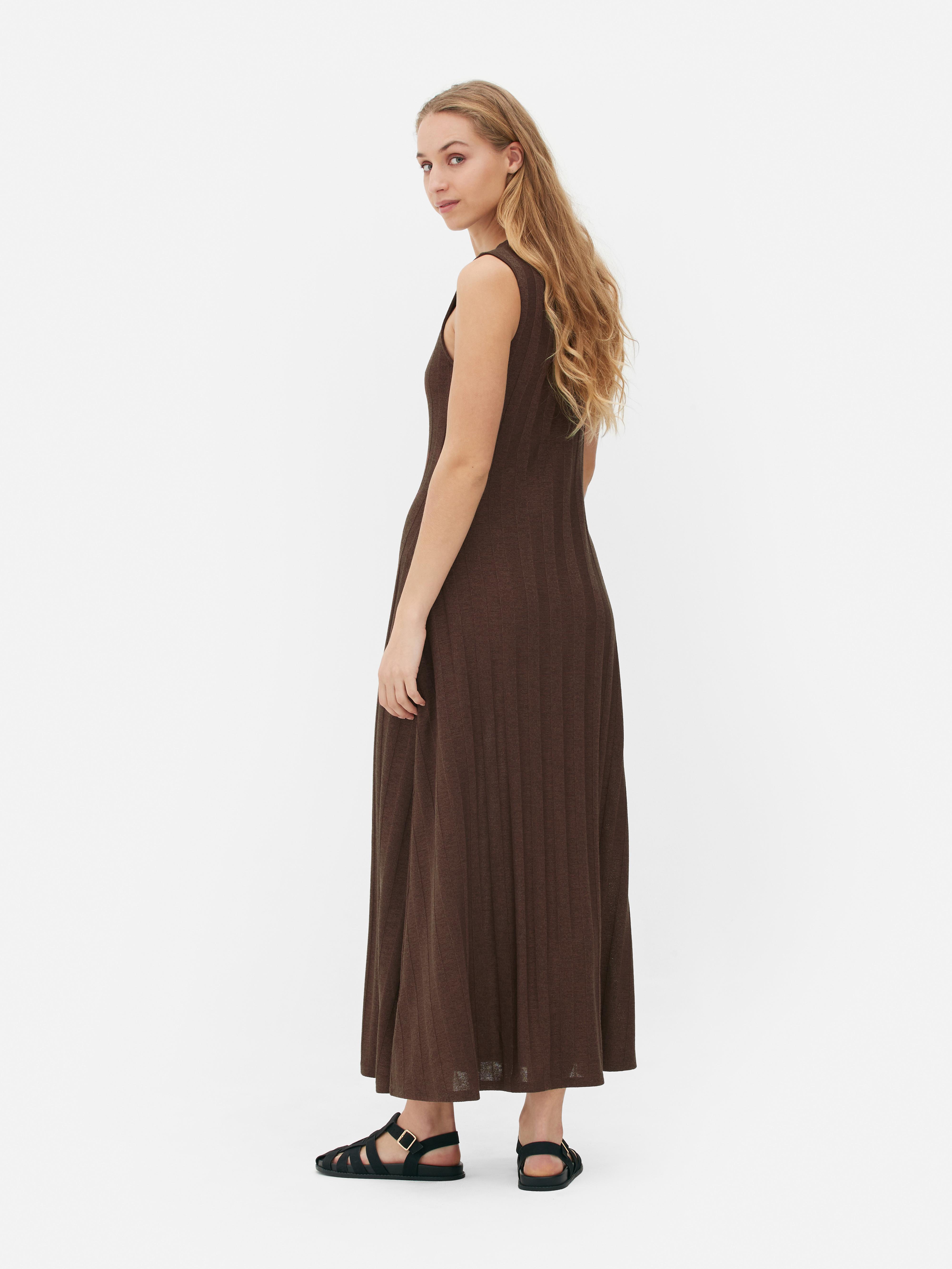 Strukturiertes, ärmelloses Maxikleid mit Streifen - Braun - Damen | Primark