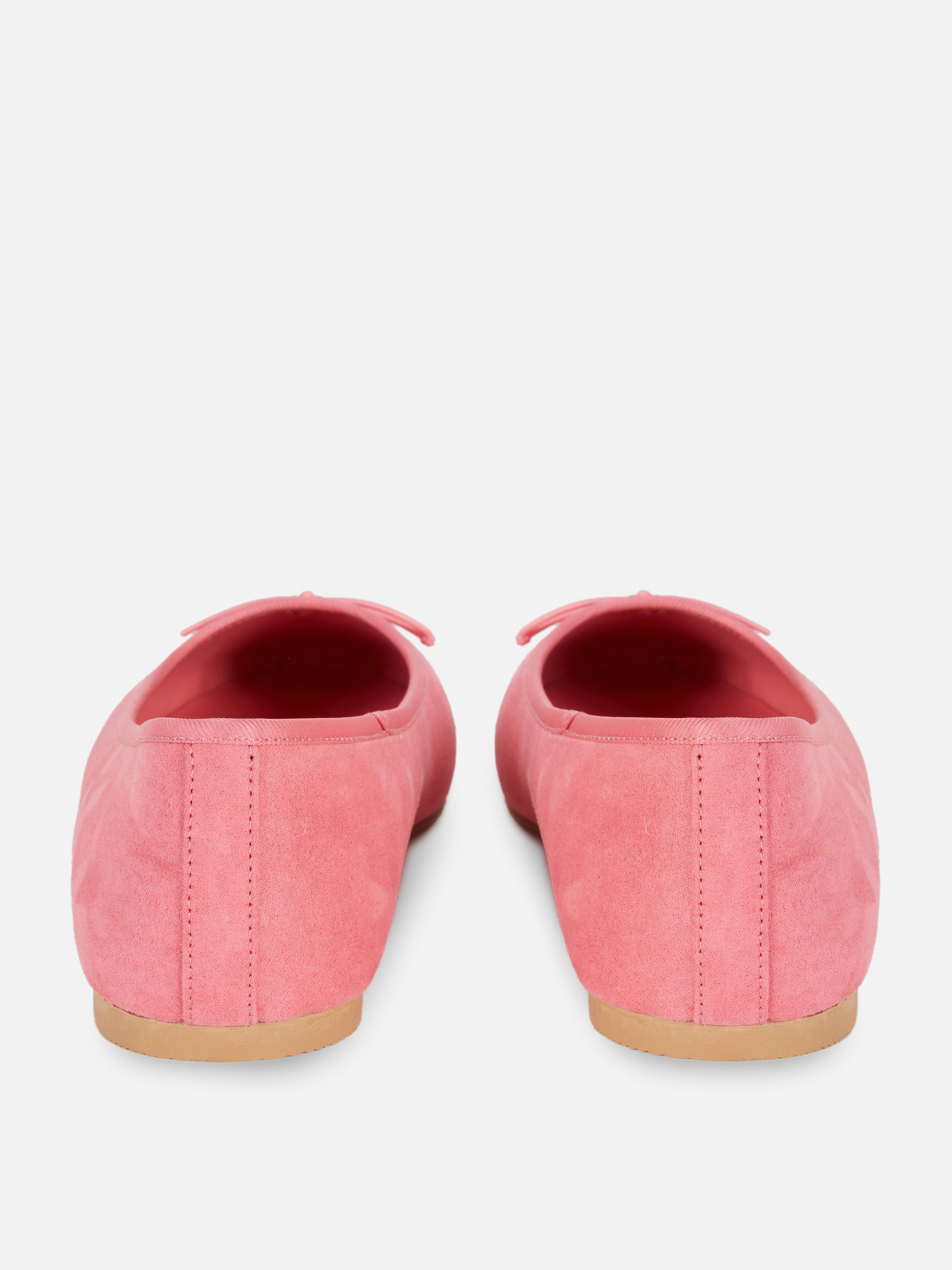 Wide Fit Faux Suede Bow Ballerinas