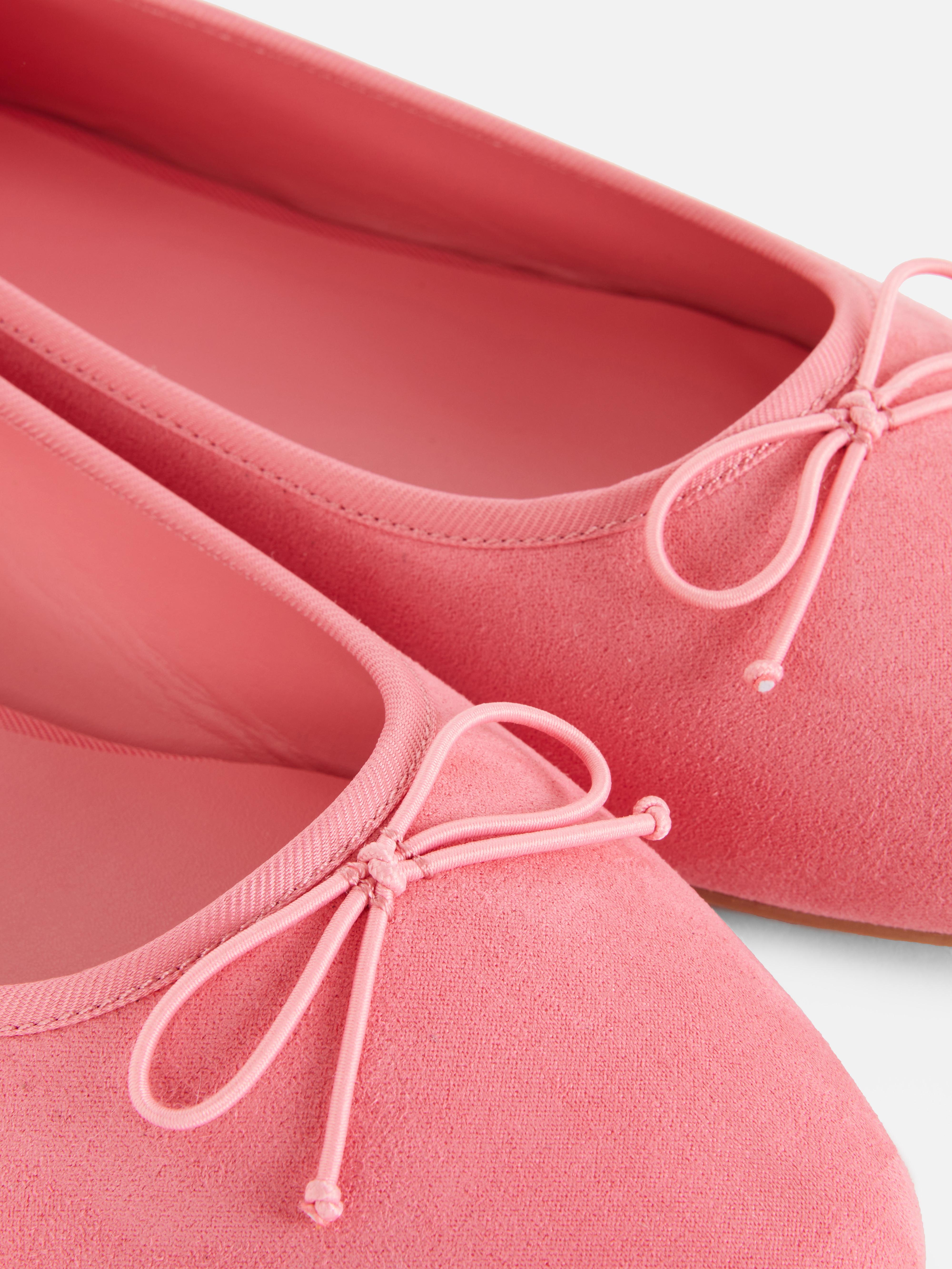 Wide Fit Faux Suede Bow Ballerinas