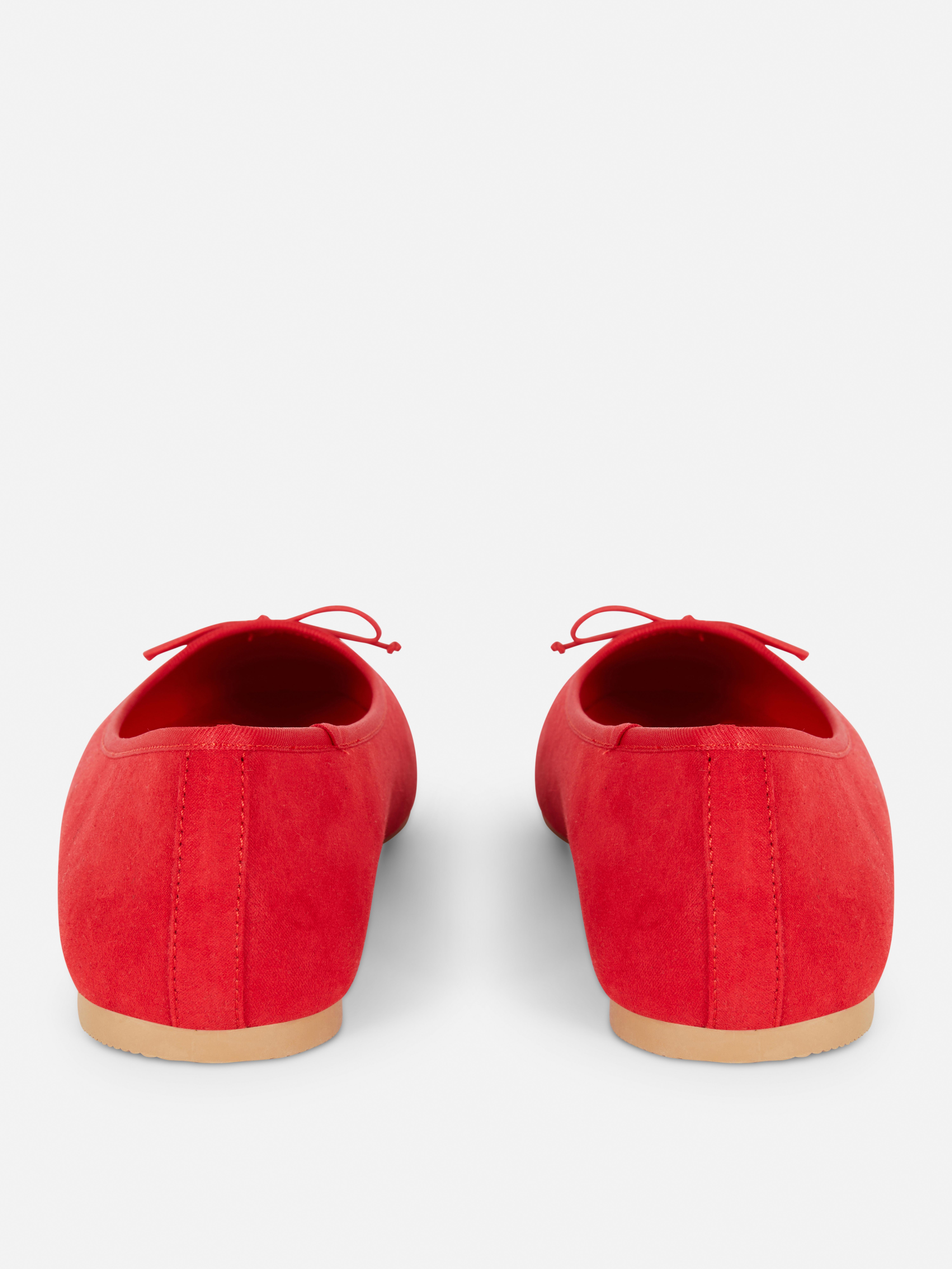 Wide Fit Faux Suede Bow Ballerinas