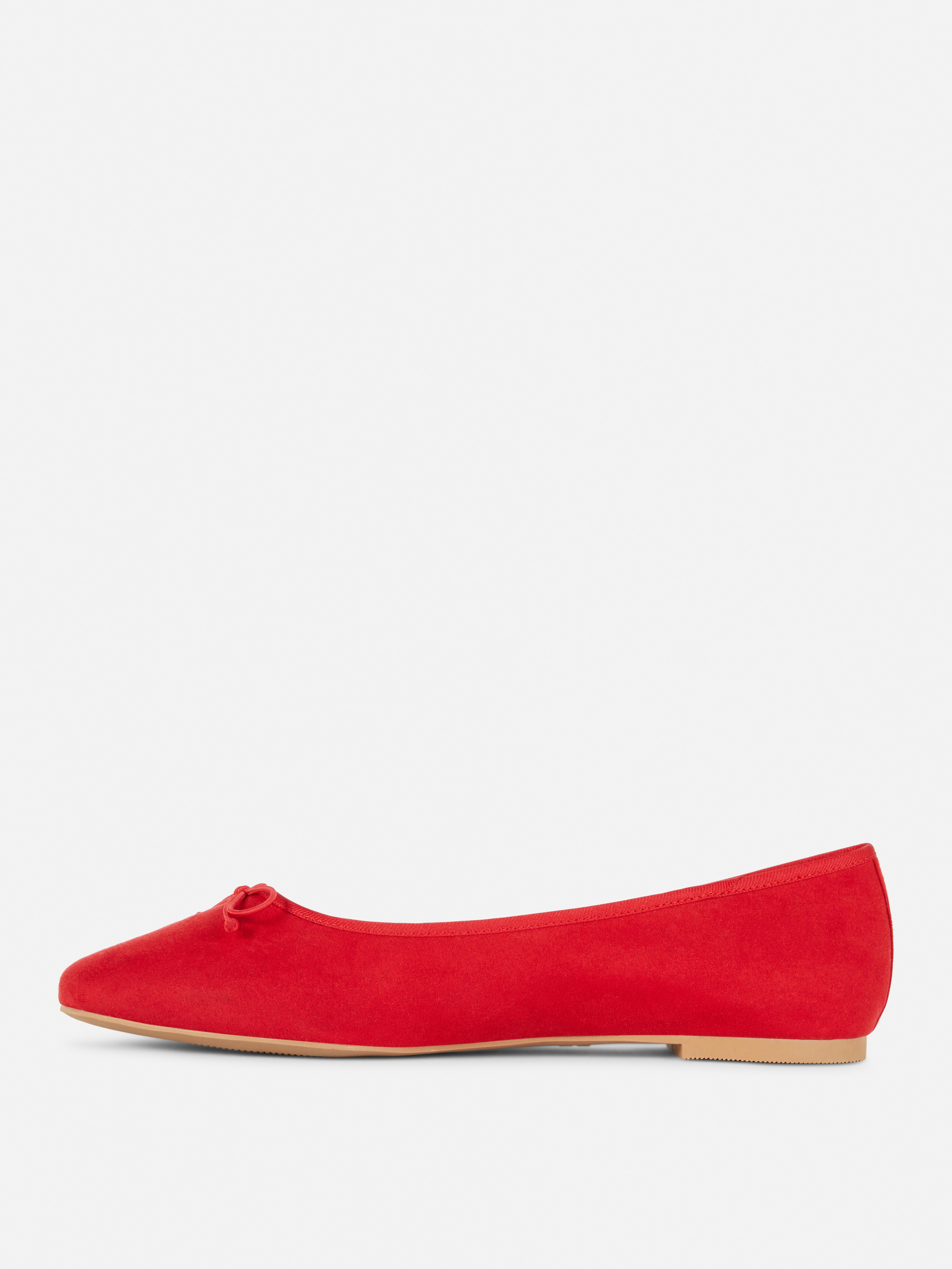 Wide Fit Faux Suede Bow Ballerinas
