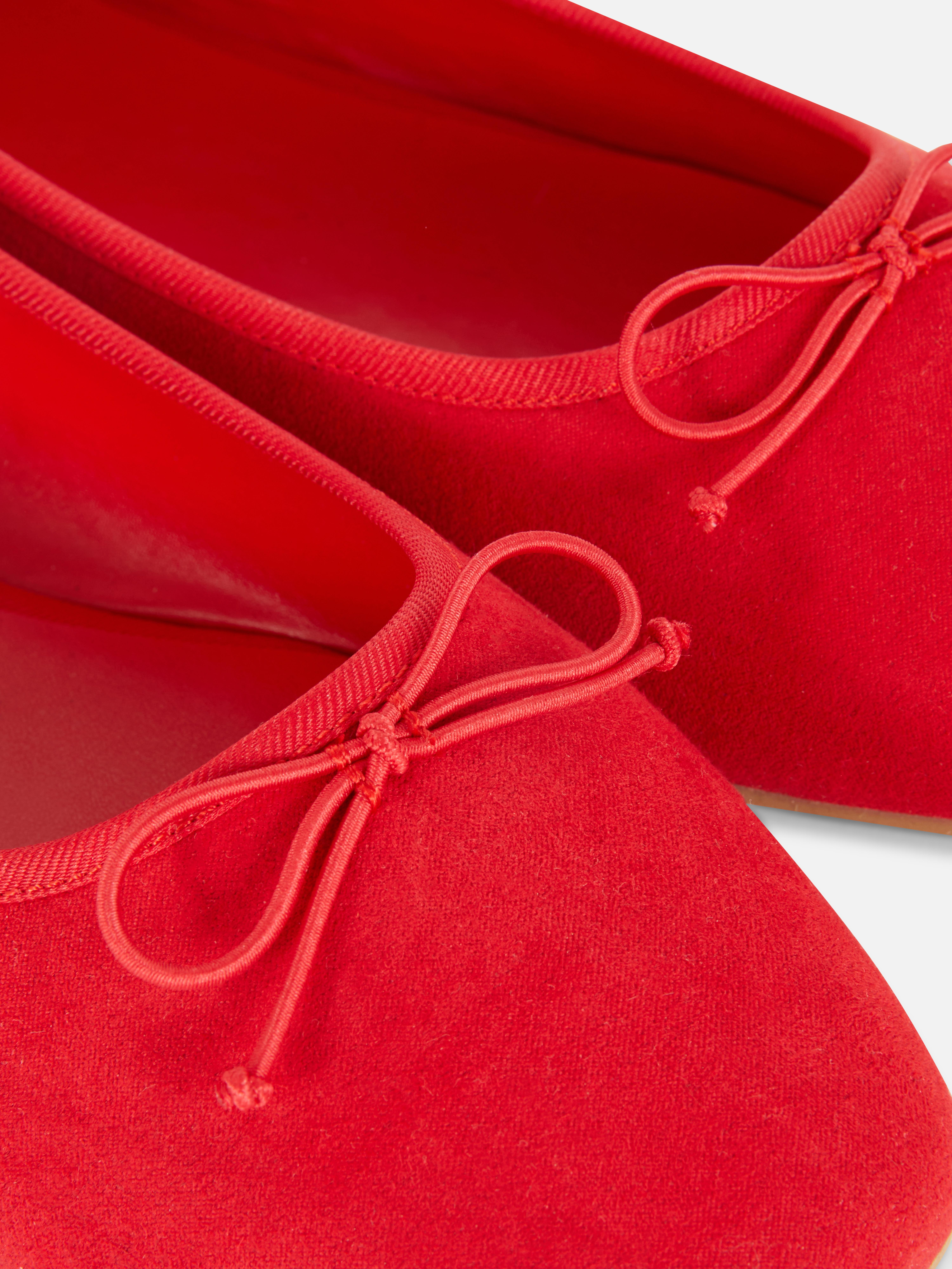 Wide Fit Faux Suede Bow Ballerinas