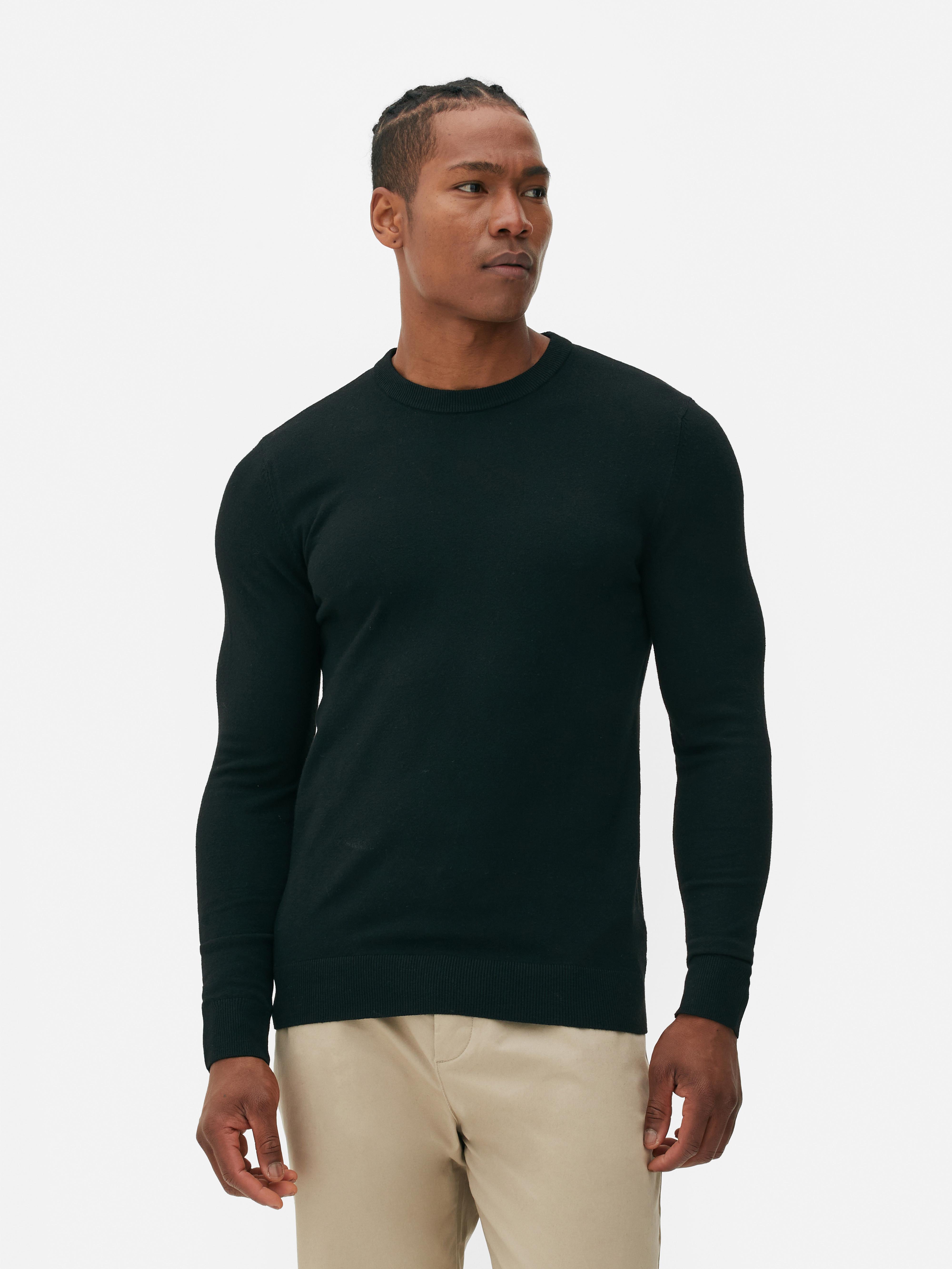 Mens Black Fine Knit Roll Neck Jumper Primark