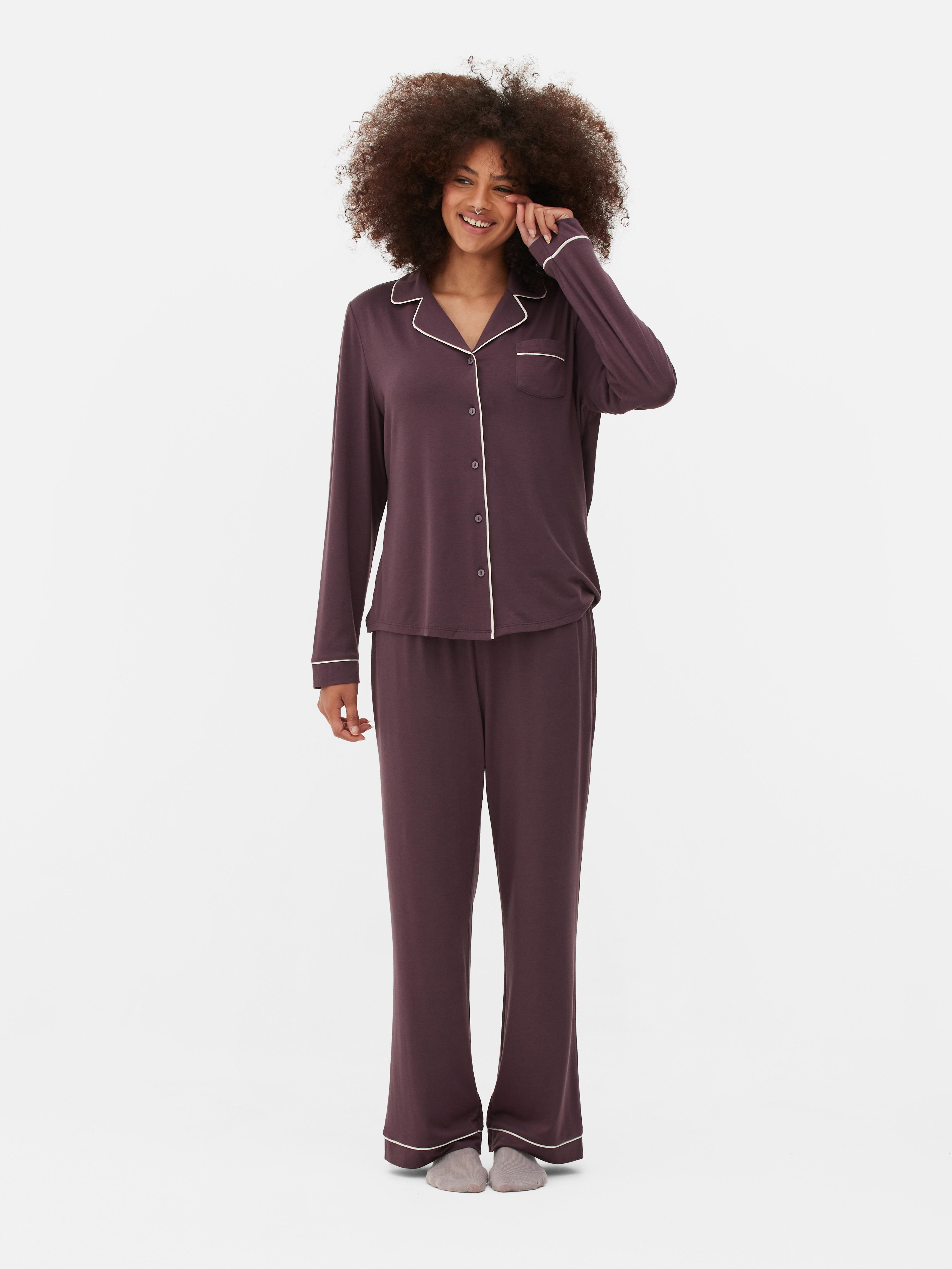 Women s Fig Jersey Long Sleeve Boyfriend Pyjamas Penneys