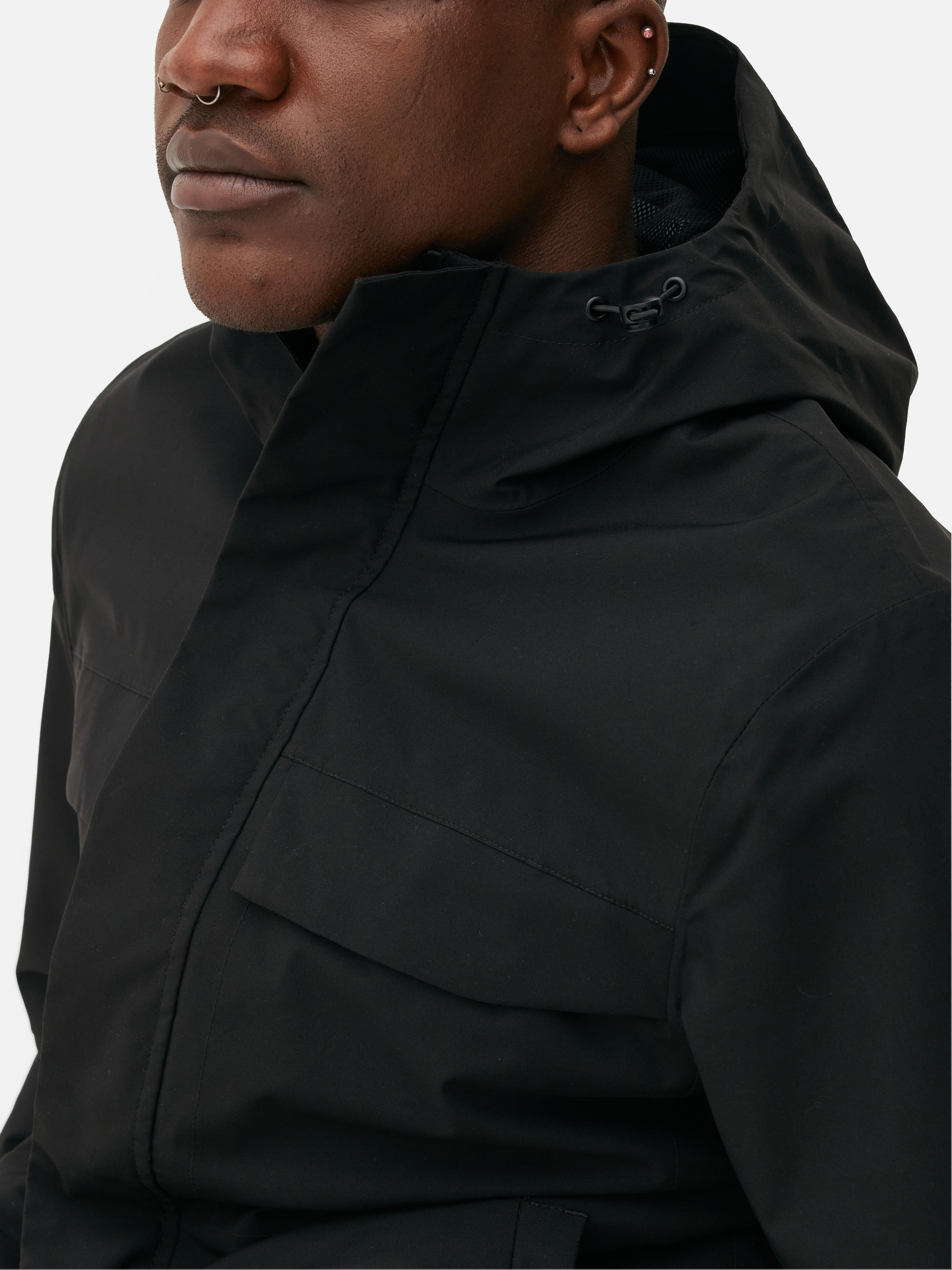 Gabardine capuz fecho correr integral