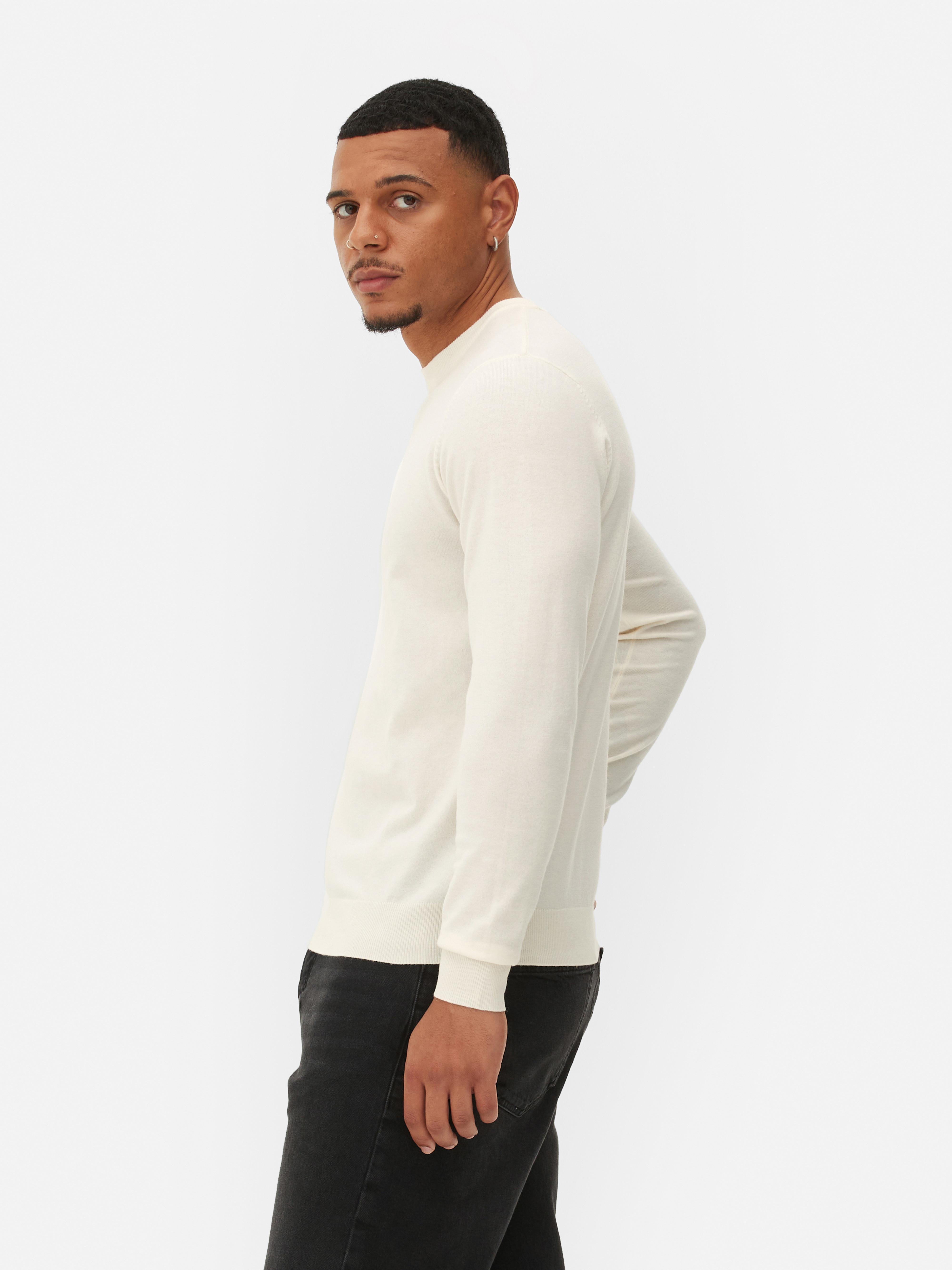 Mens Ecru Crew Neck Fine Knit Jumper | Primark