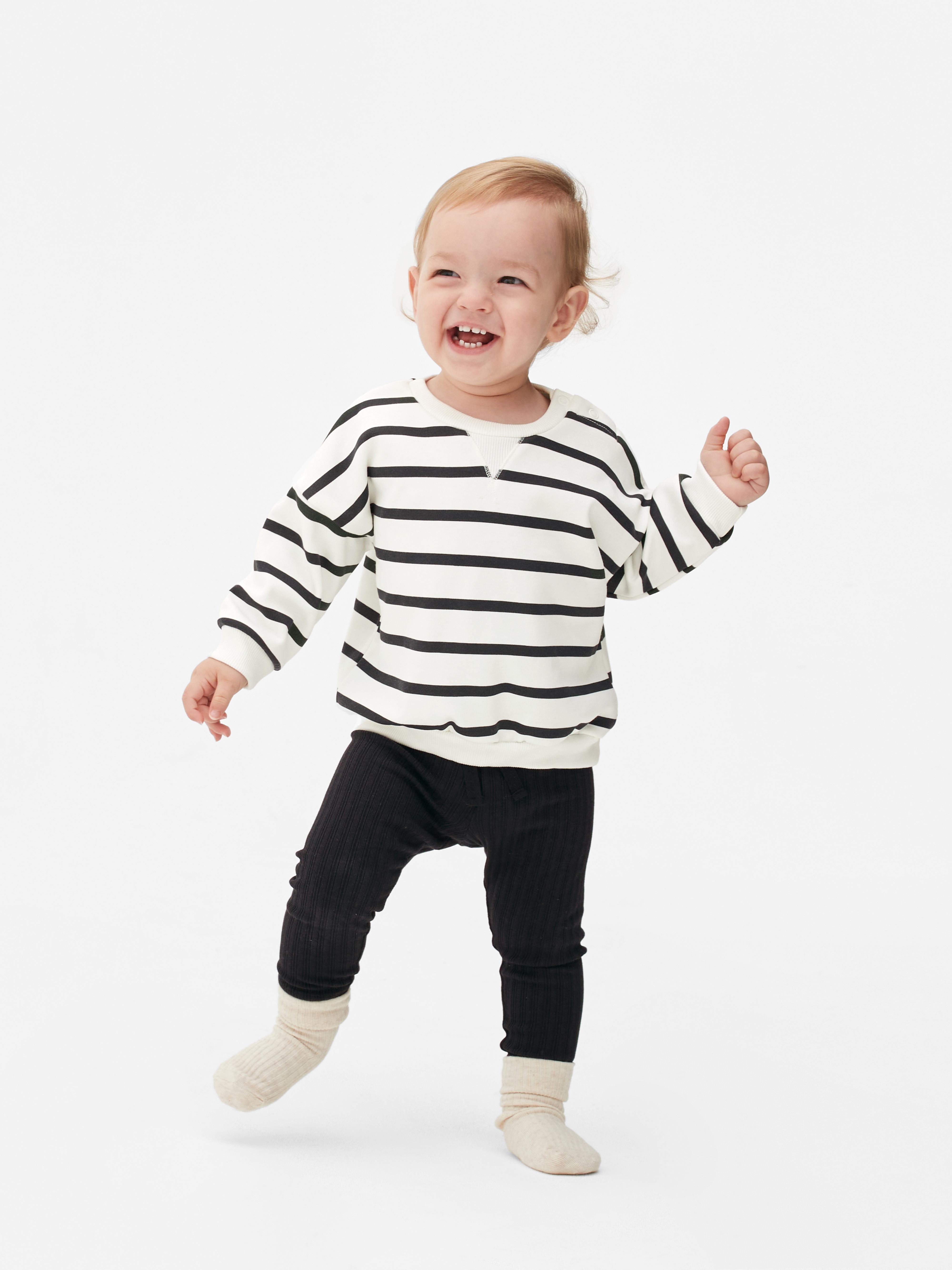 Black and white striped baby leggings hotsell