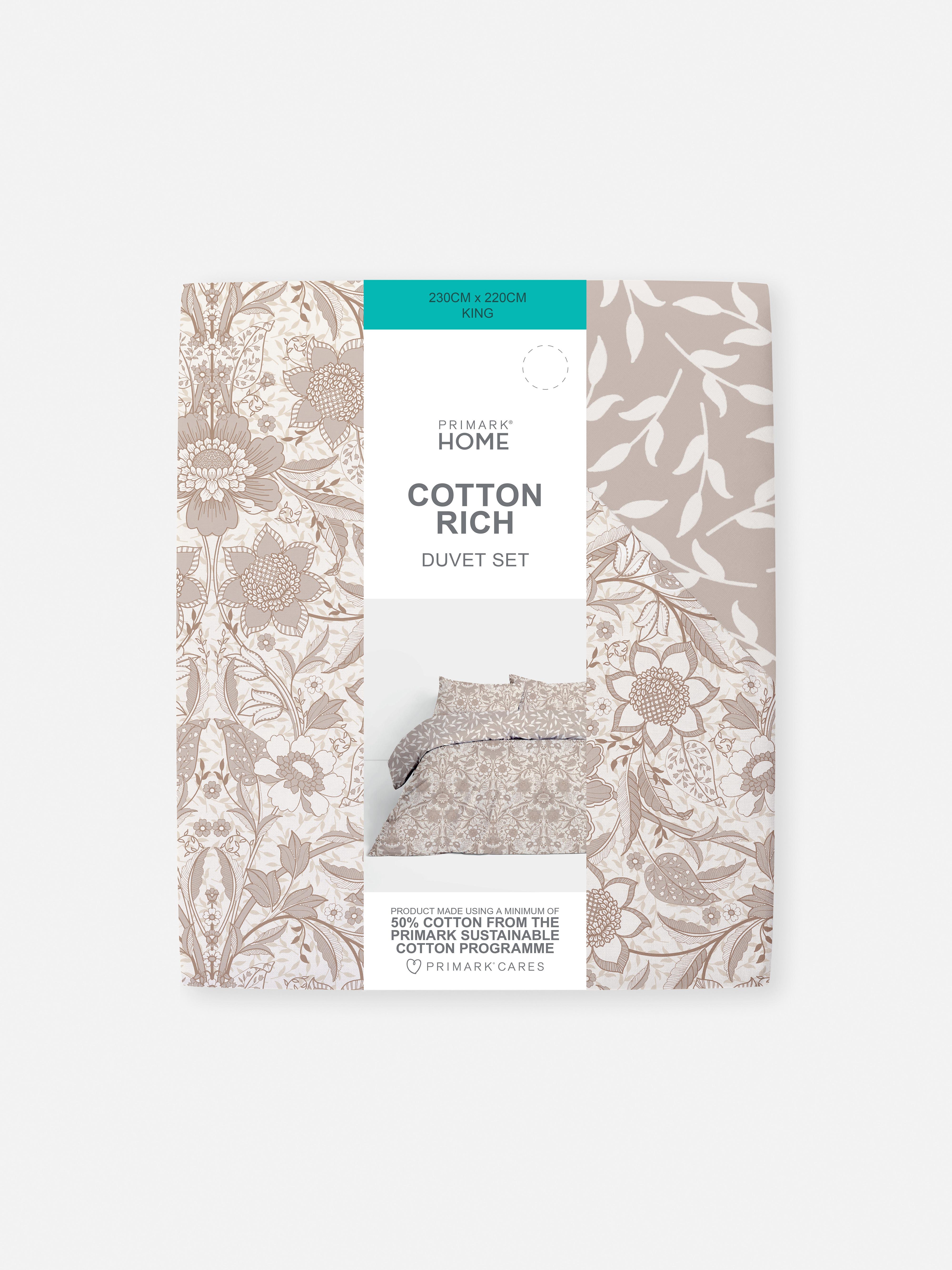 Natural Reversible Floral King Duvet Cover Set Primark
