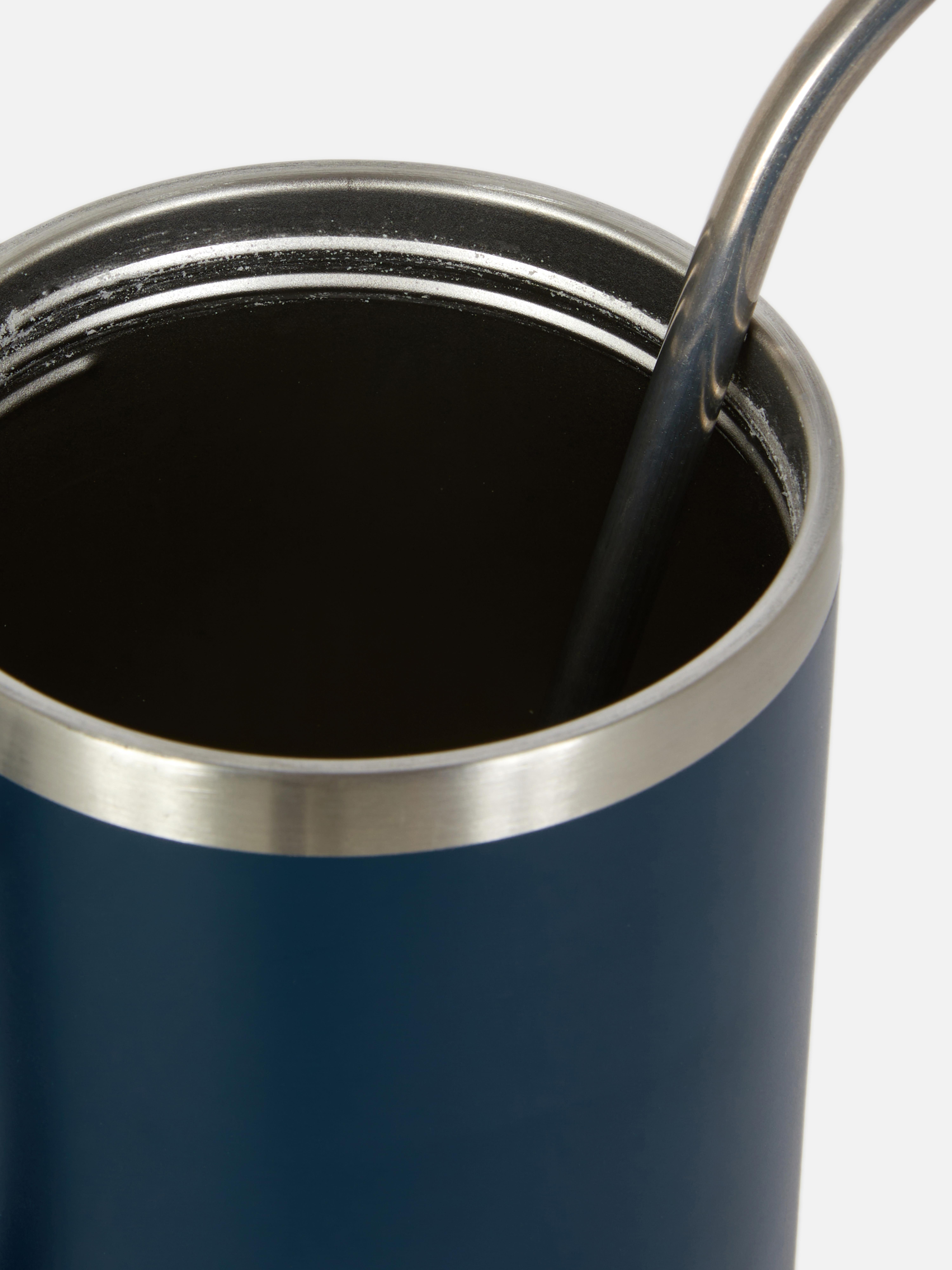 Navy 40oz Stainless Steel Travel Mug with Straw | Penneys