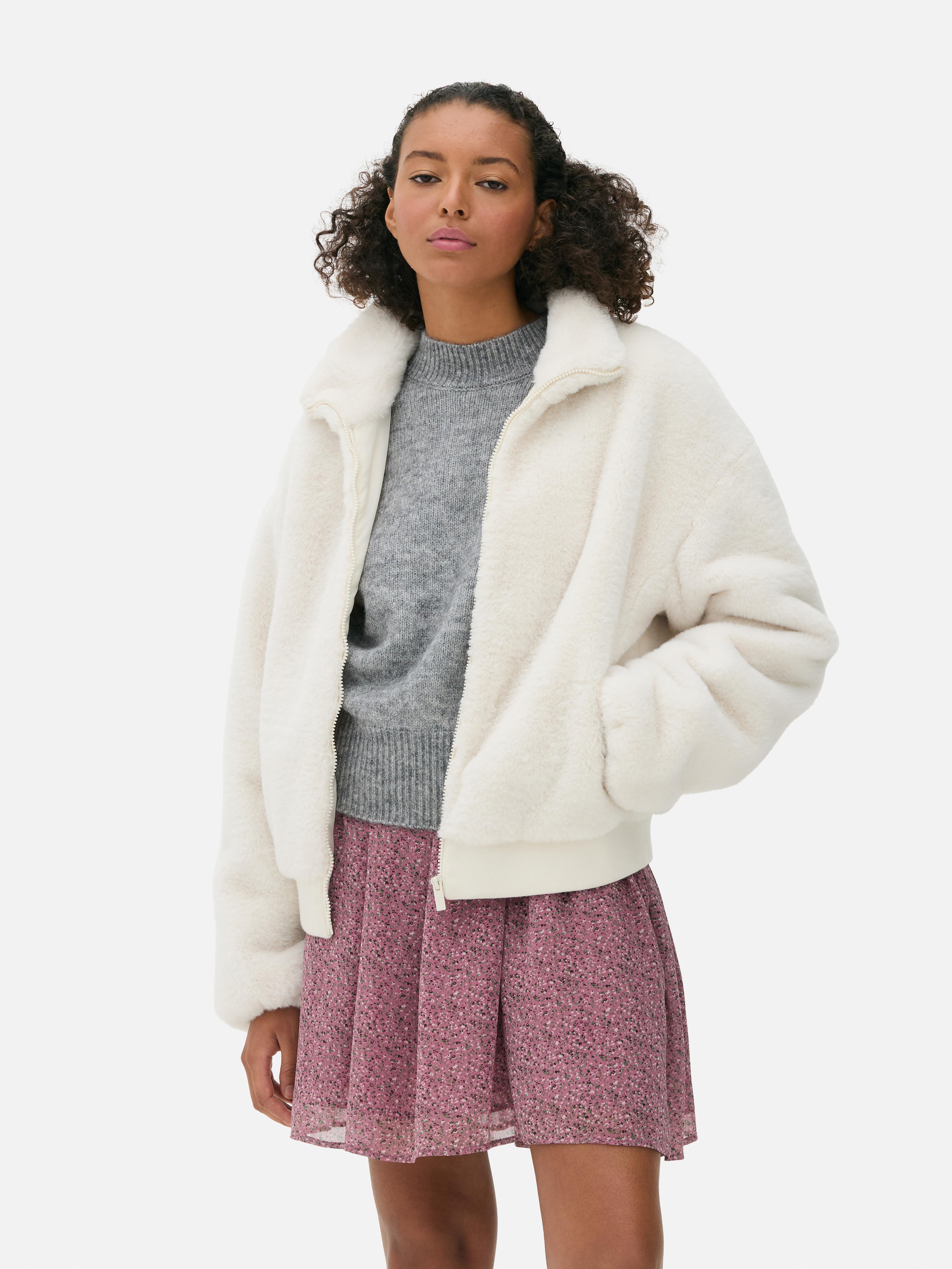 Faux fur zip up jacket hotsell