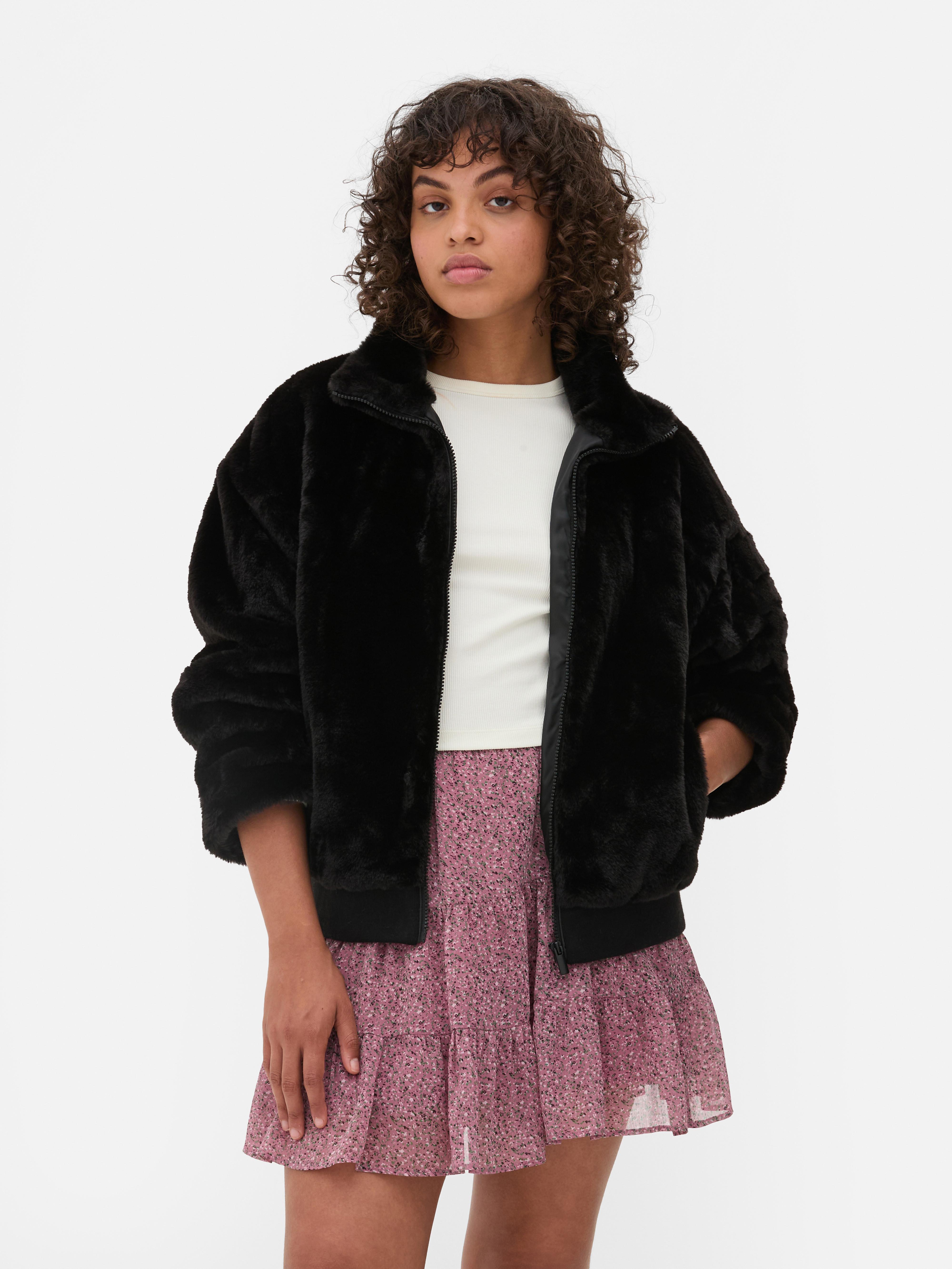 Faux fur zip up coat hotsell