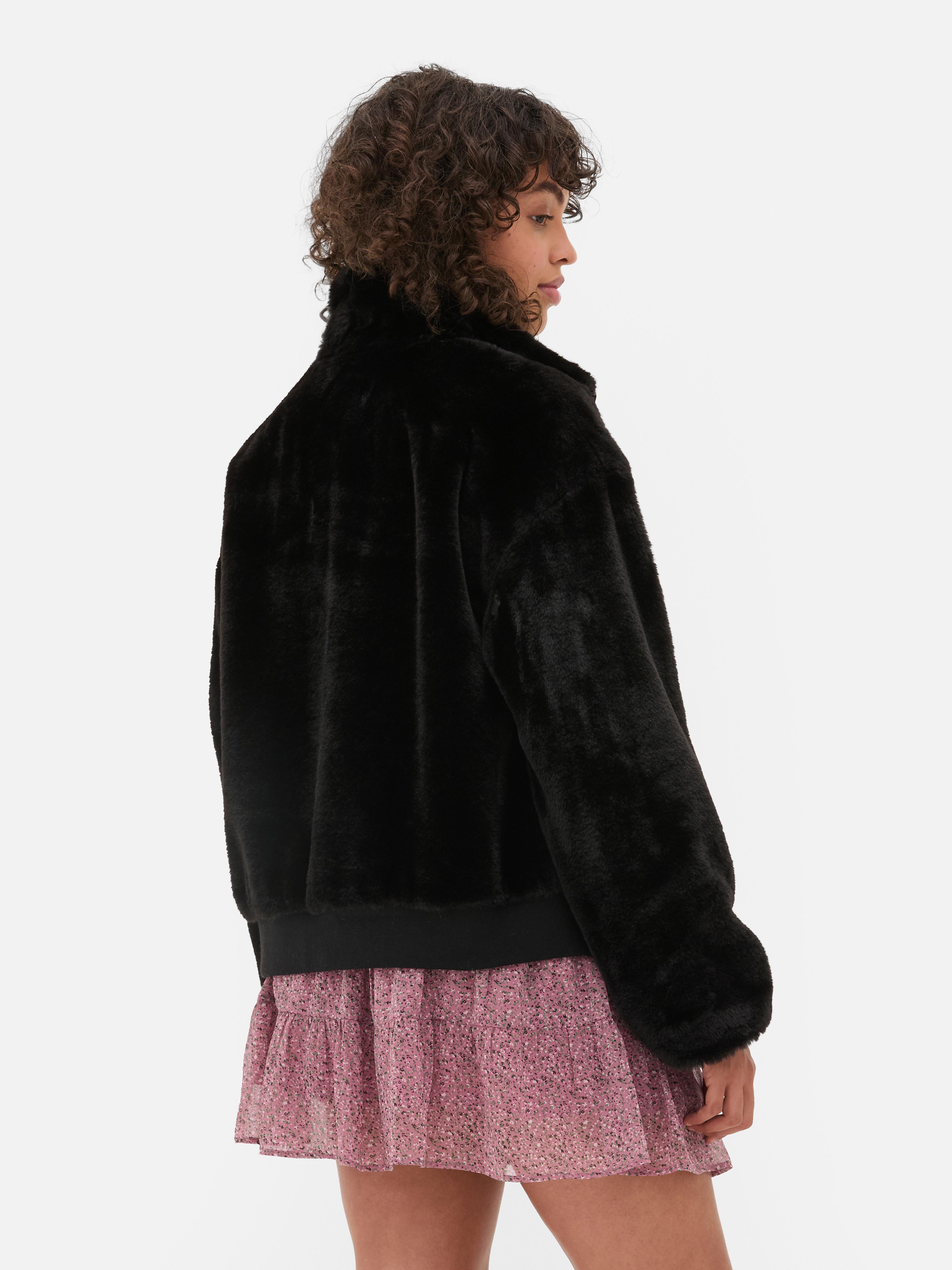 Primark black fluffy jacket hotsell