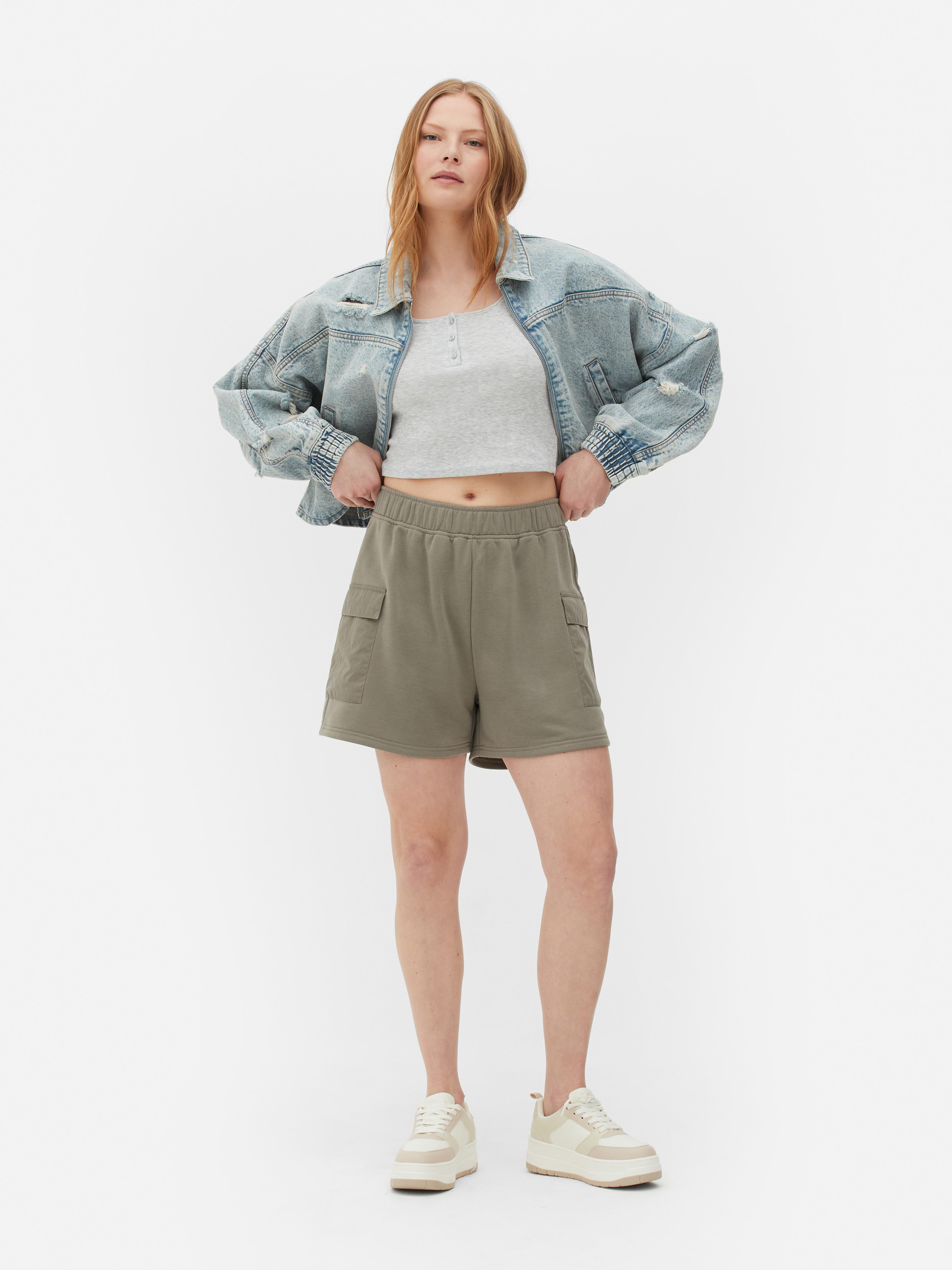 Women's Olive Jersey Cargo Shorts Primark
