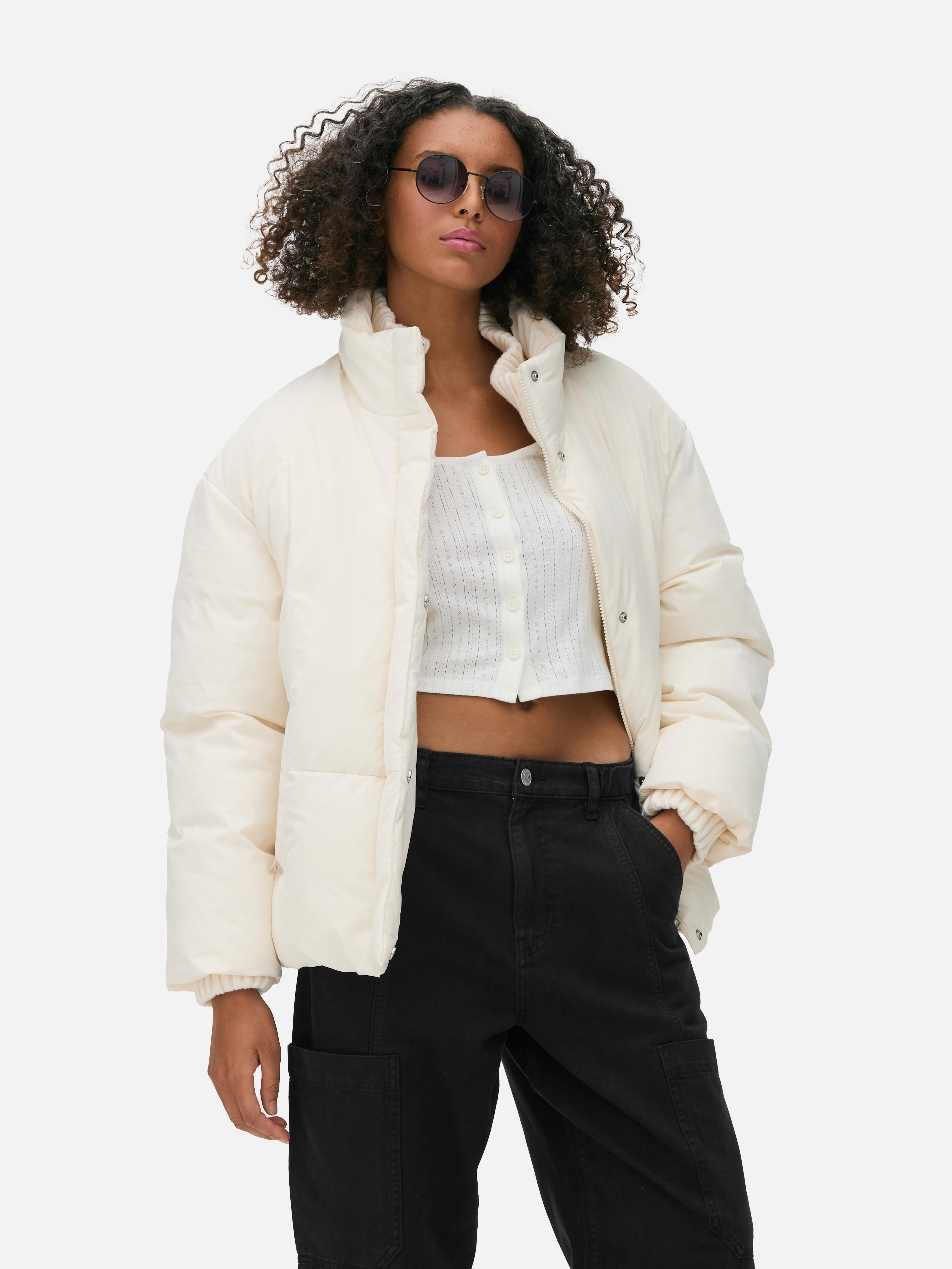 Womens Cream Funnel Neck Puffer Jacket Primark