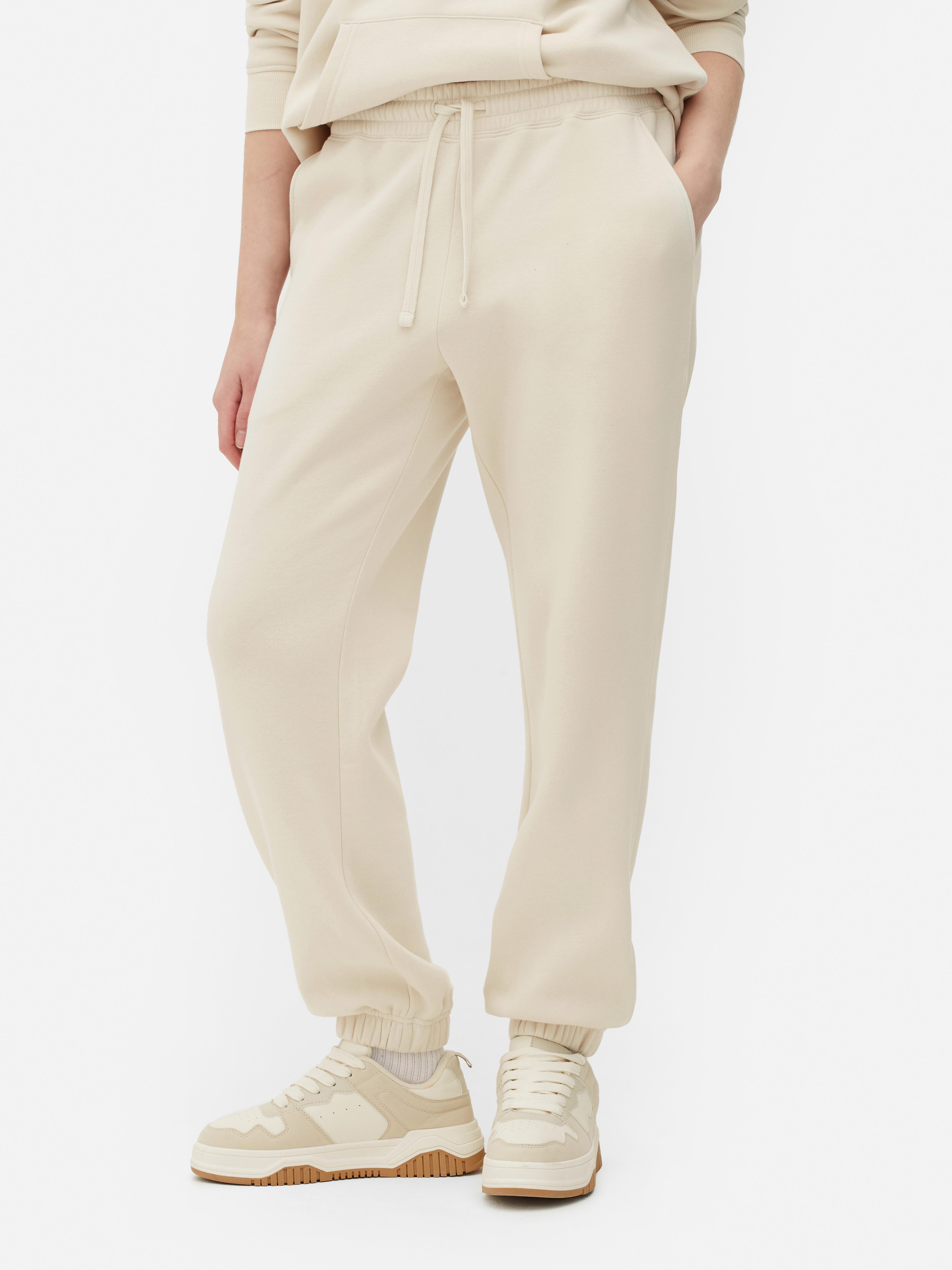 Womens Cream Regular Fit Essential Joggers Primark