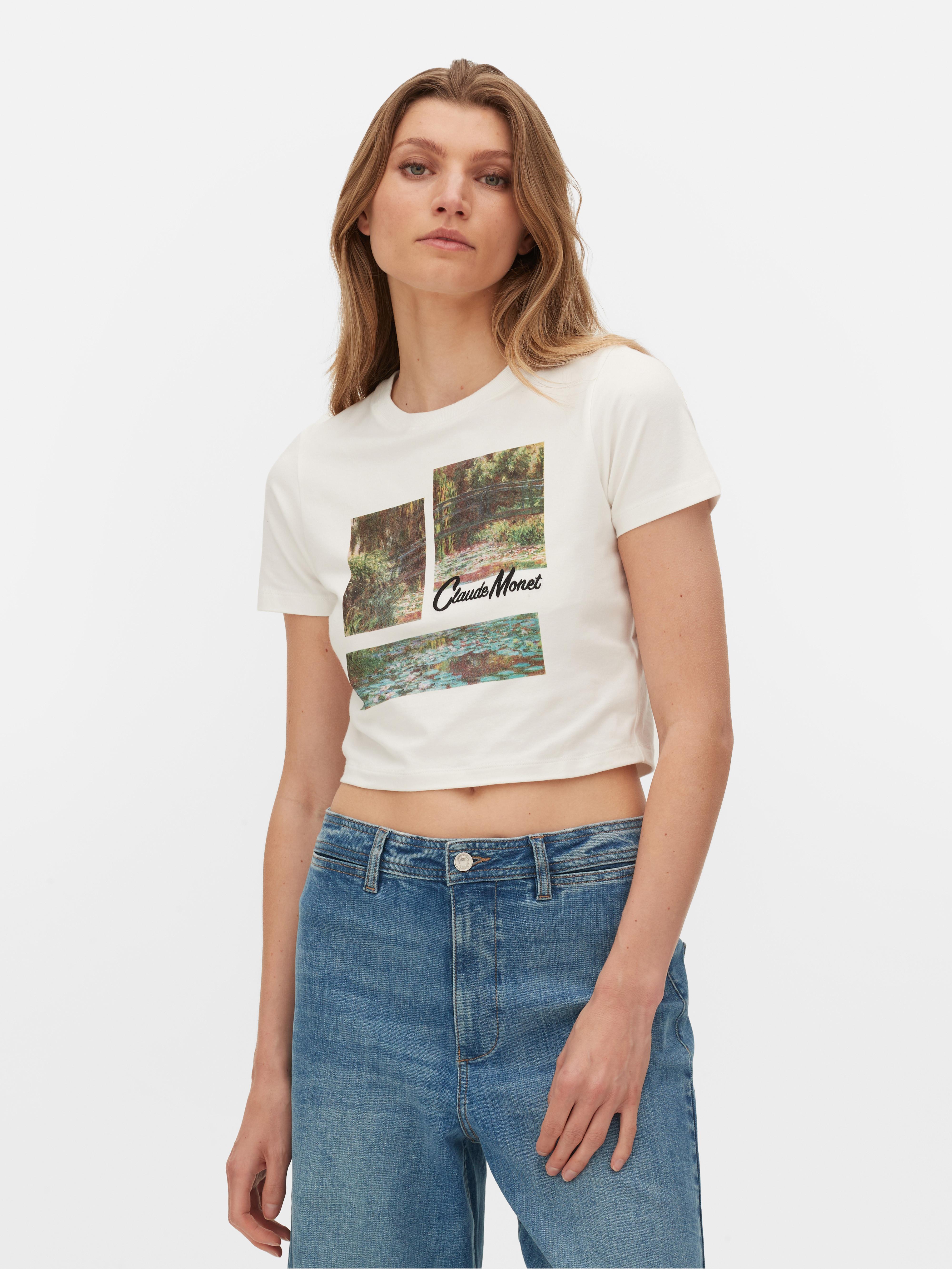 Womens Ivory Claude Monet Graphic Cropped T-Shirt | Primark