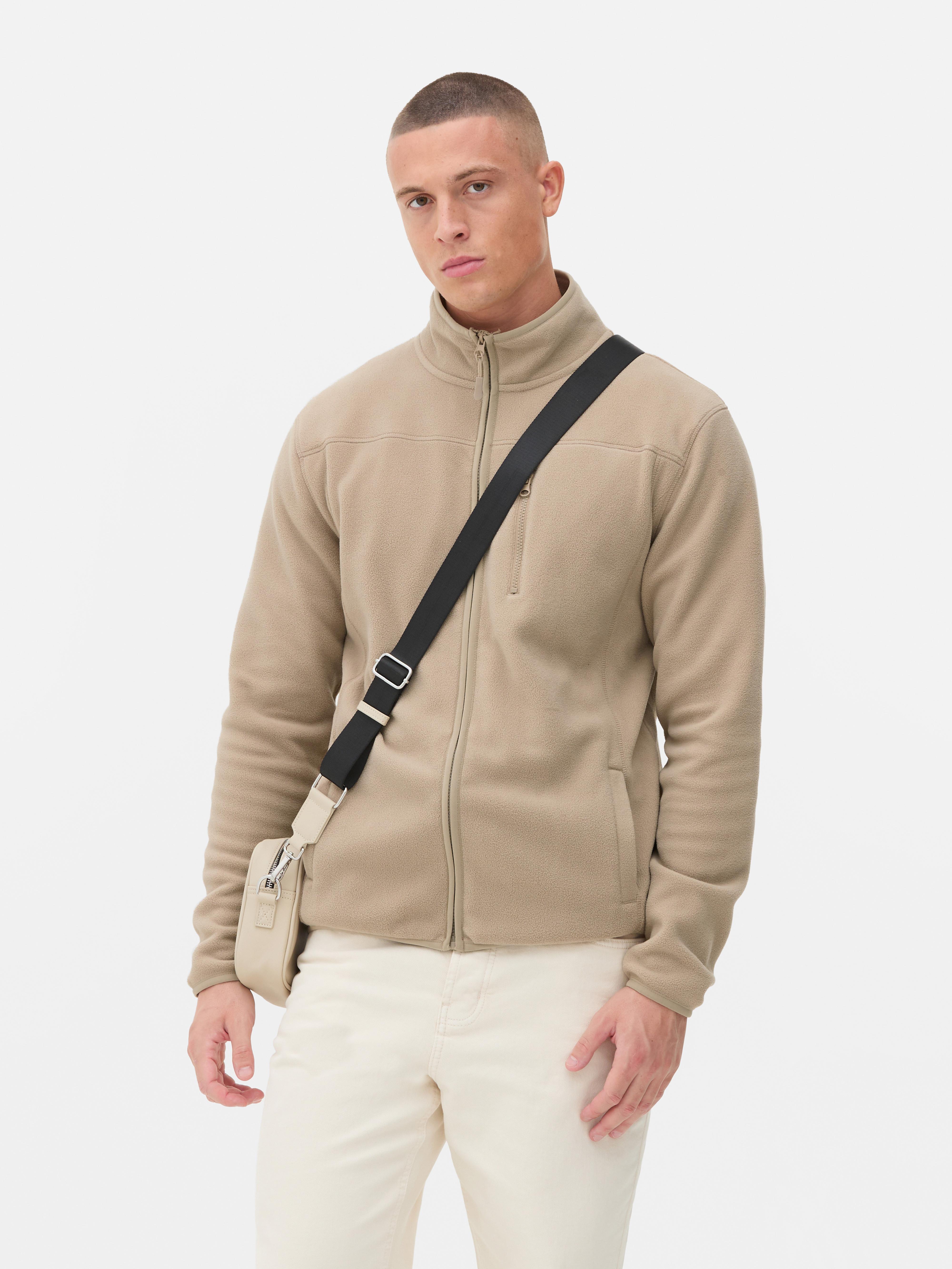 Mens Stone Funnel Neck Zip Fleece Primark