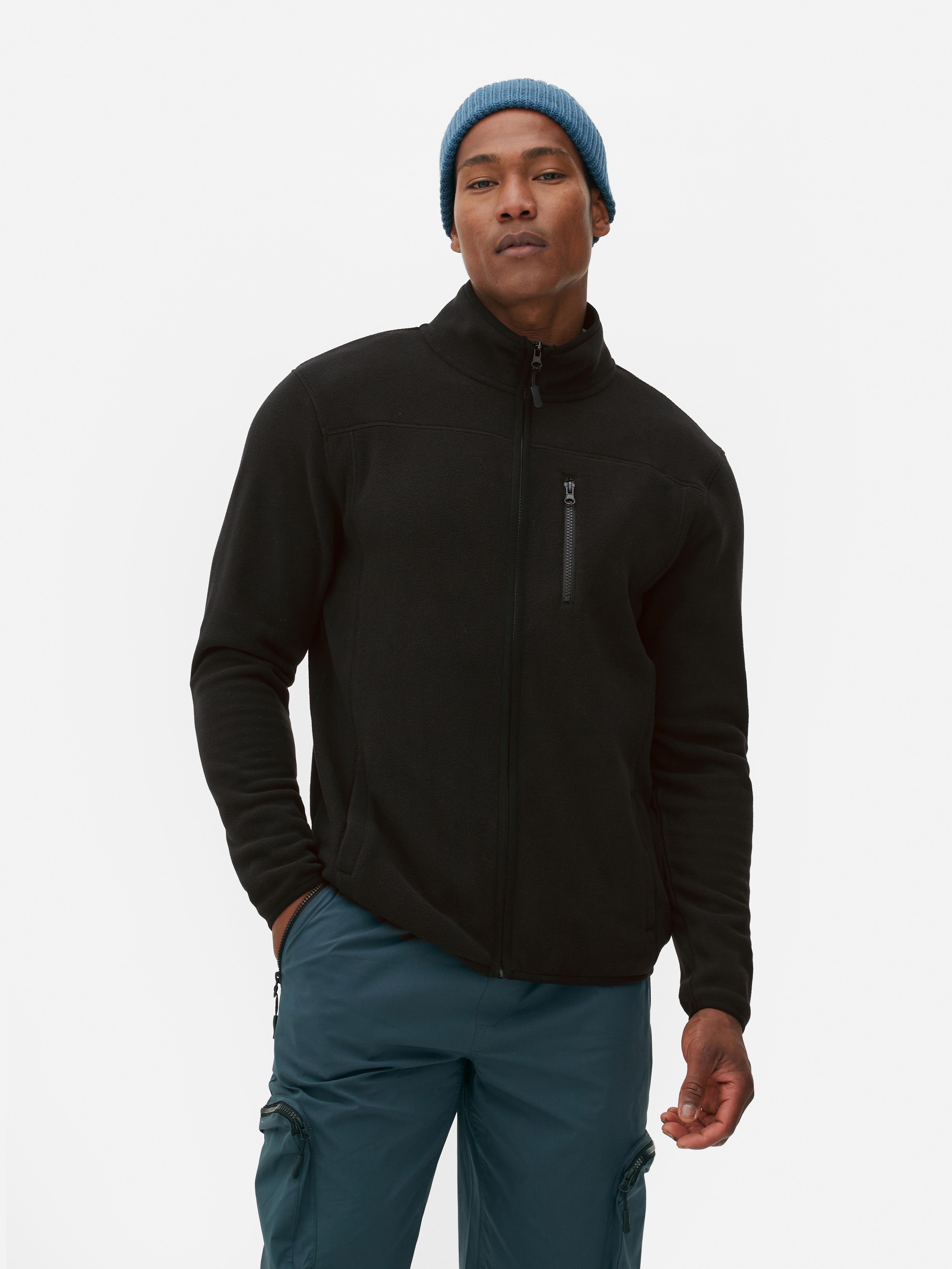 Mens Black Funnel Neck Zip Fleece Primark