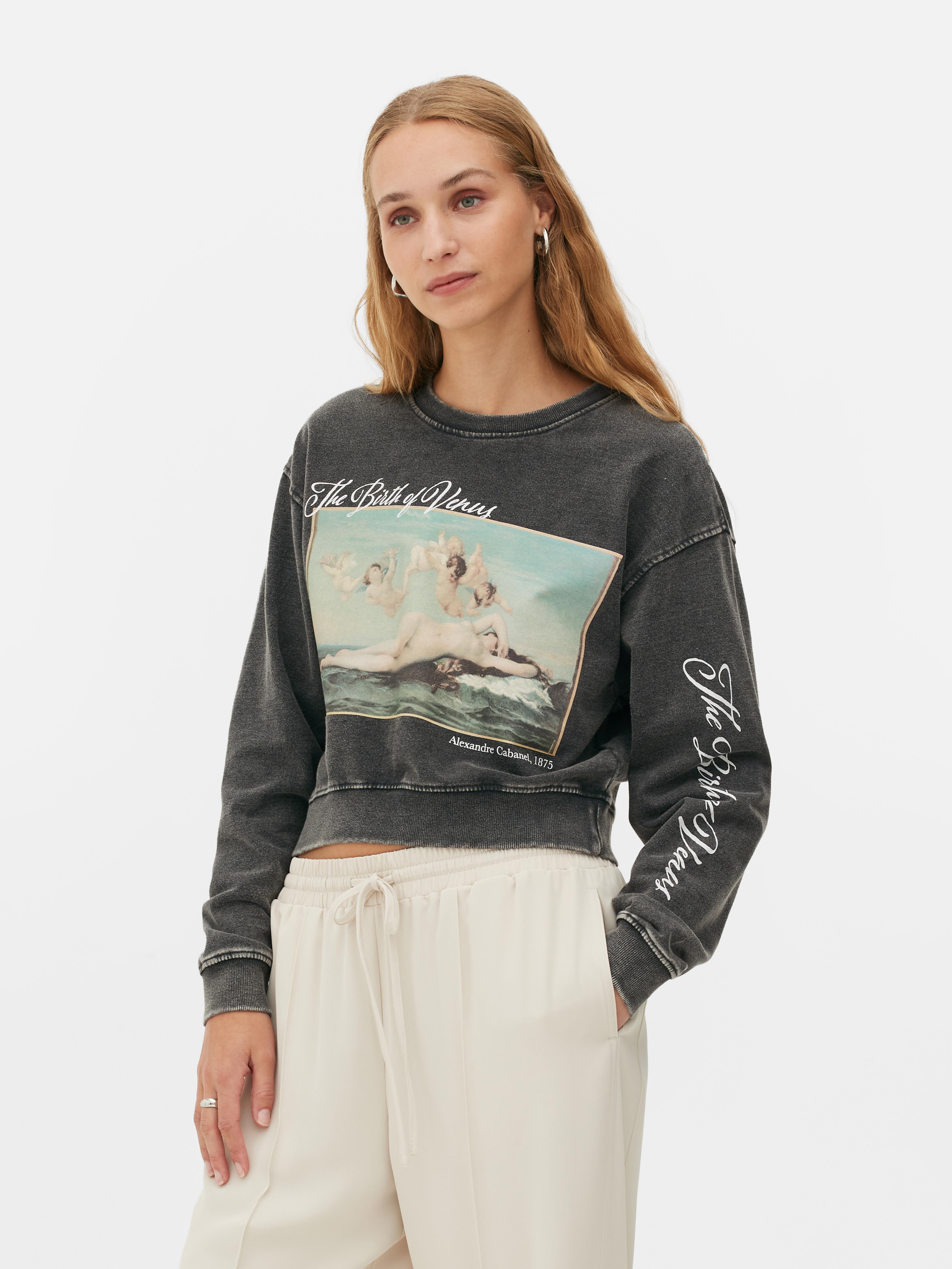 Womens Charcoal Alexandre Cabanel Cropped Sweatshirt Primark