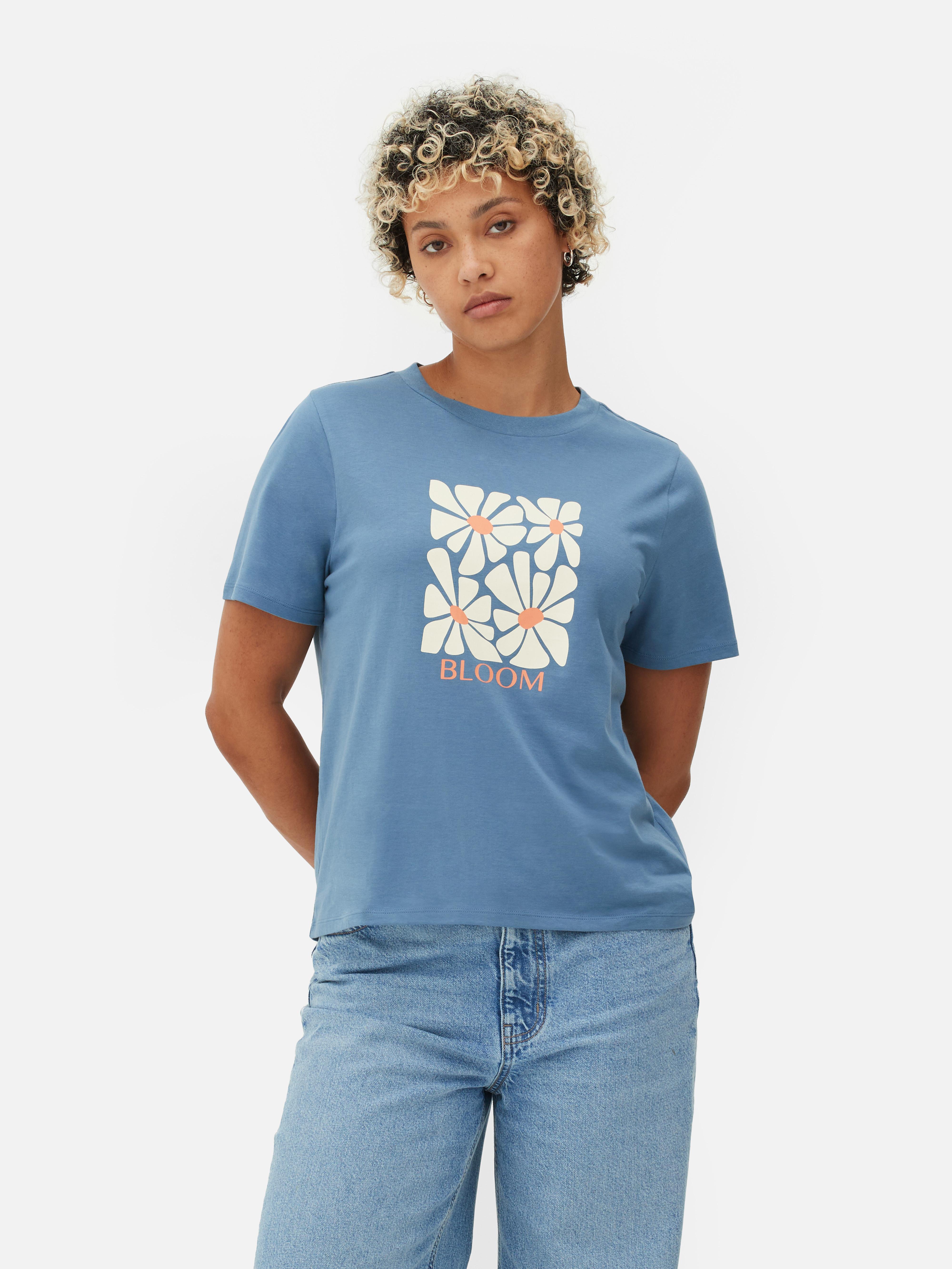 Womens Blue Short Sleeve Graphic T Shirt Primark