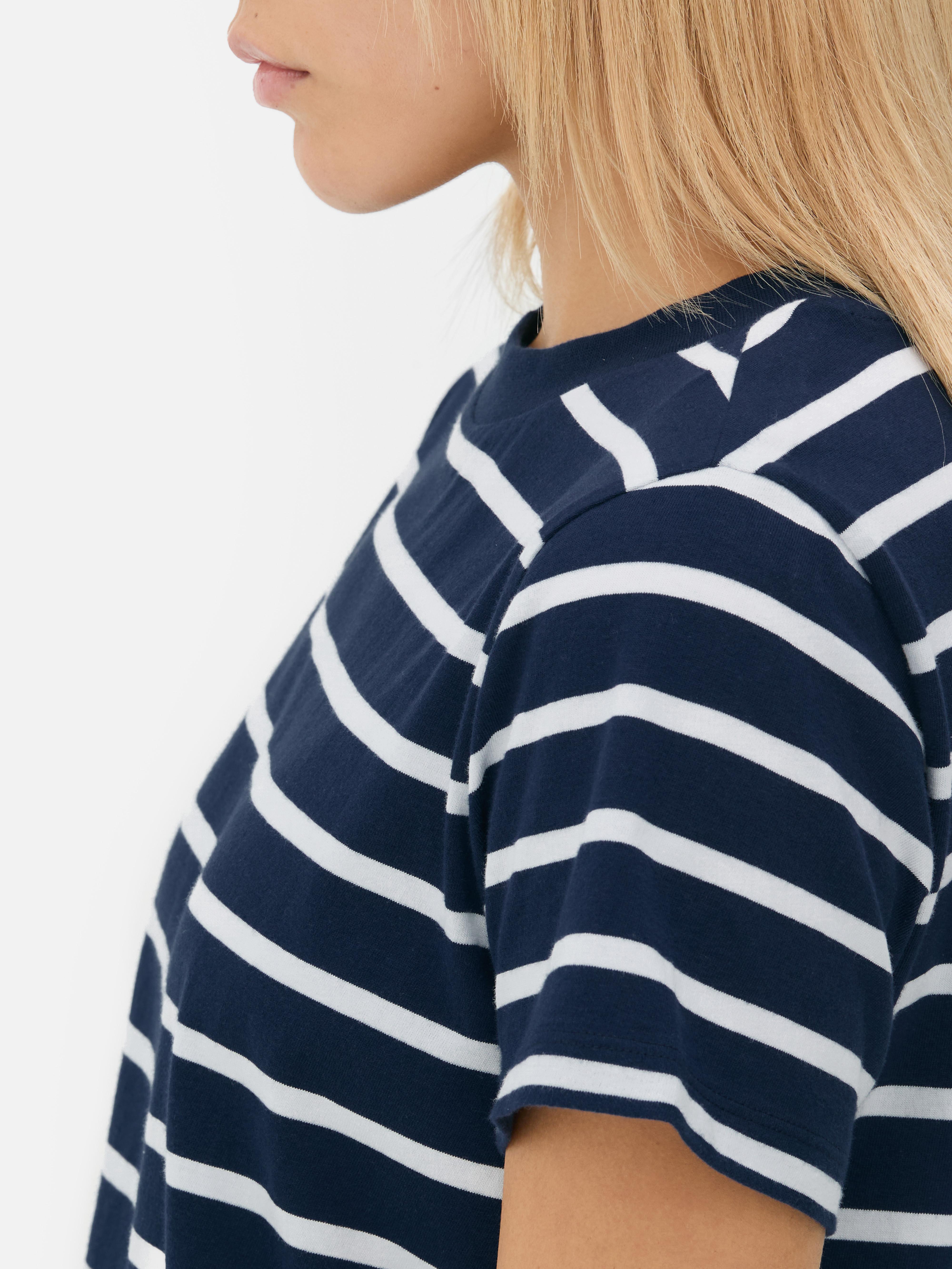 T-shirt gola redonda riscas