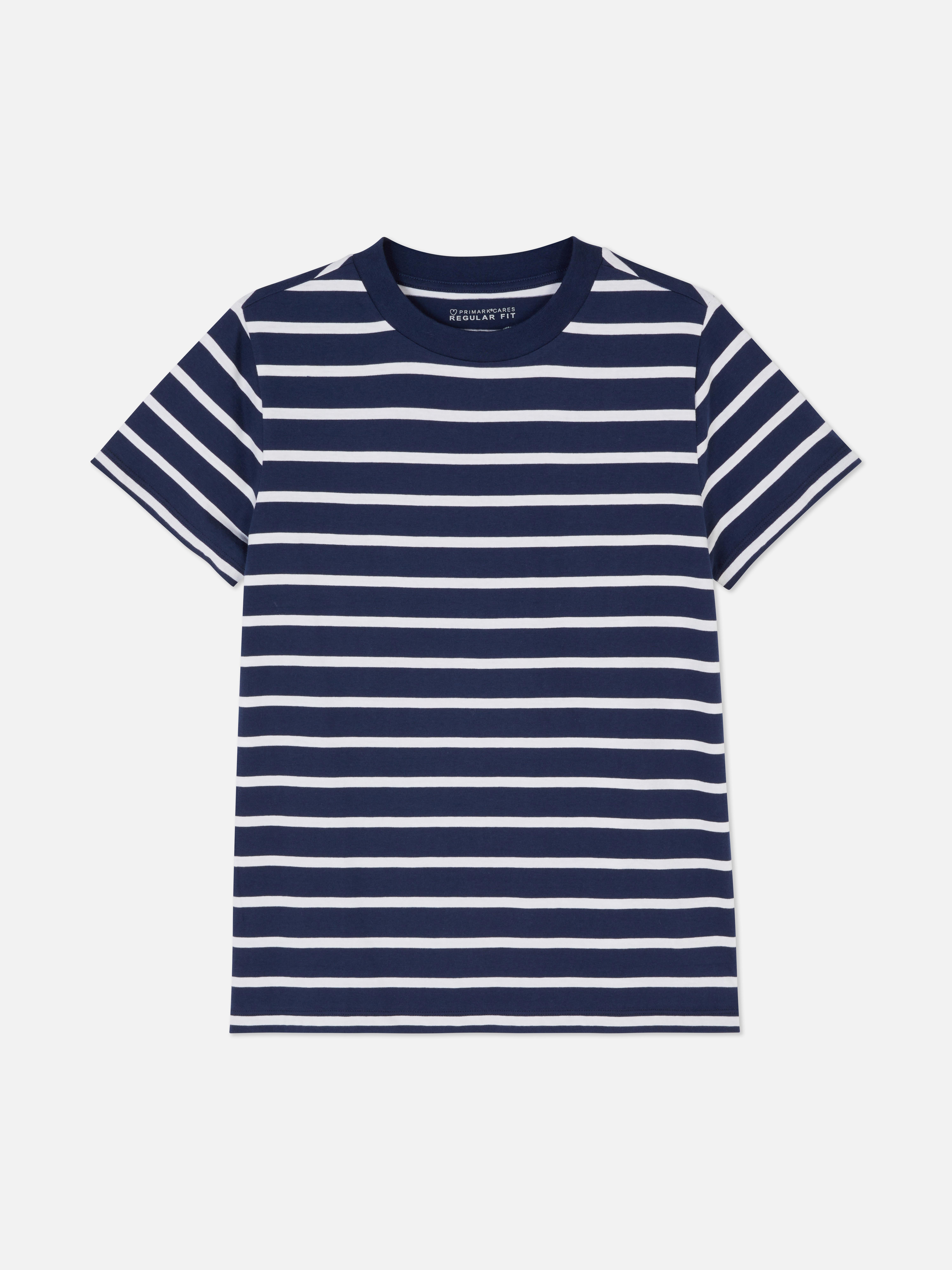 T-shirt gola redonda riscas