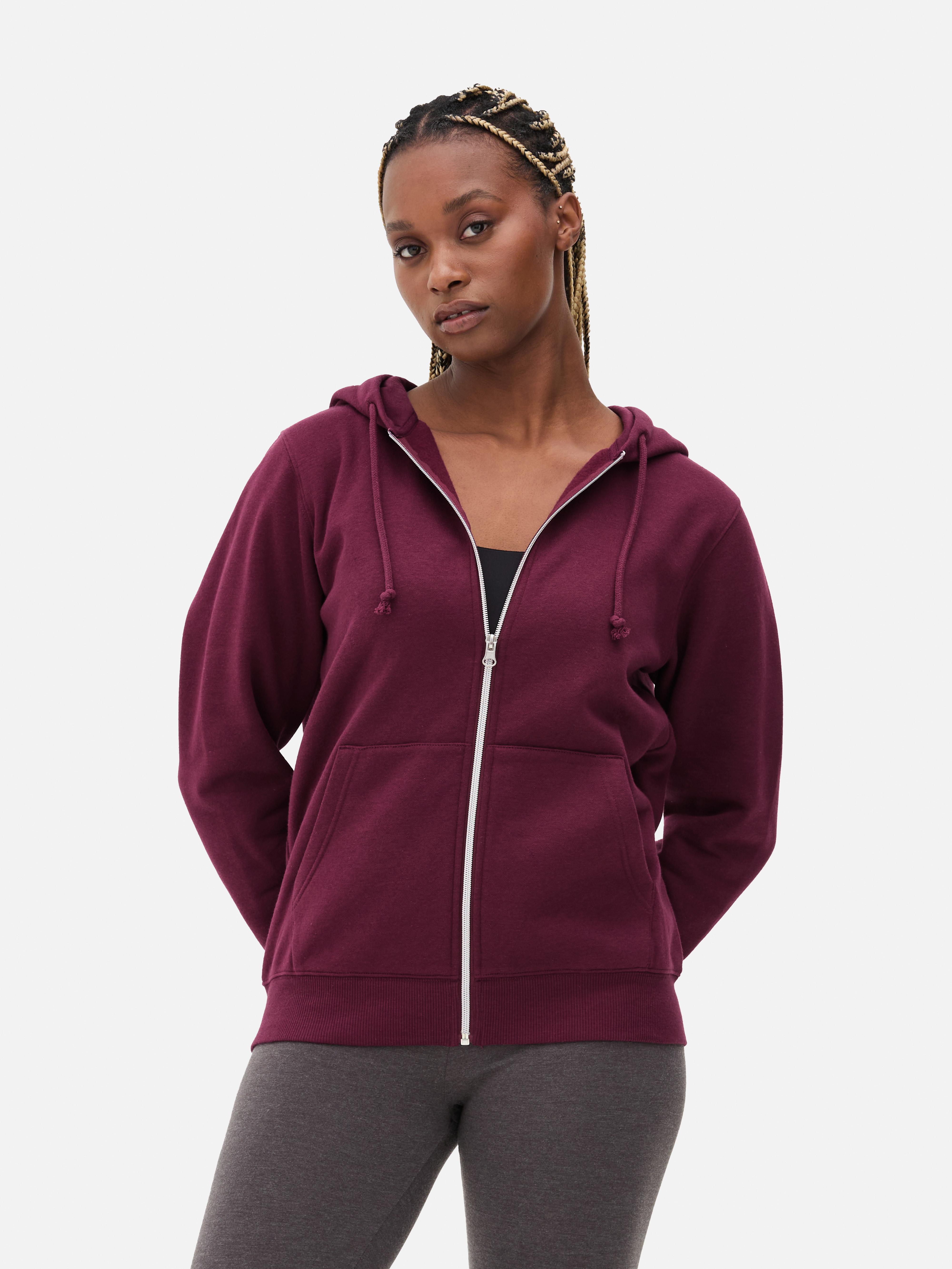 Women s Burgundy Essential Zip Up Hoodie Penneys