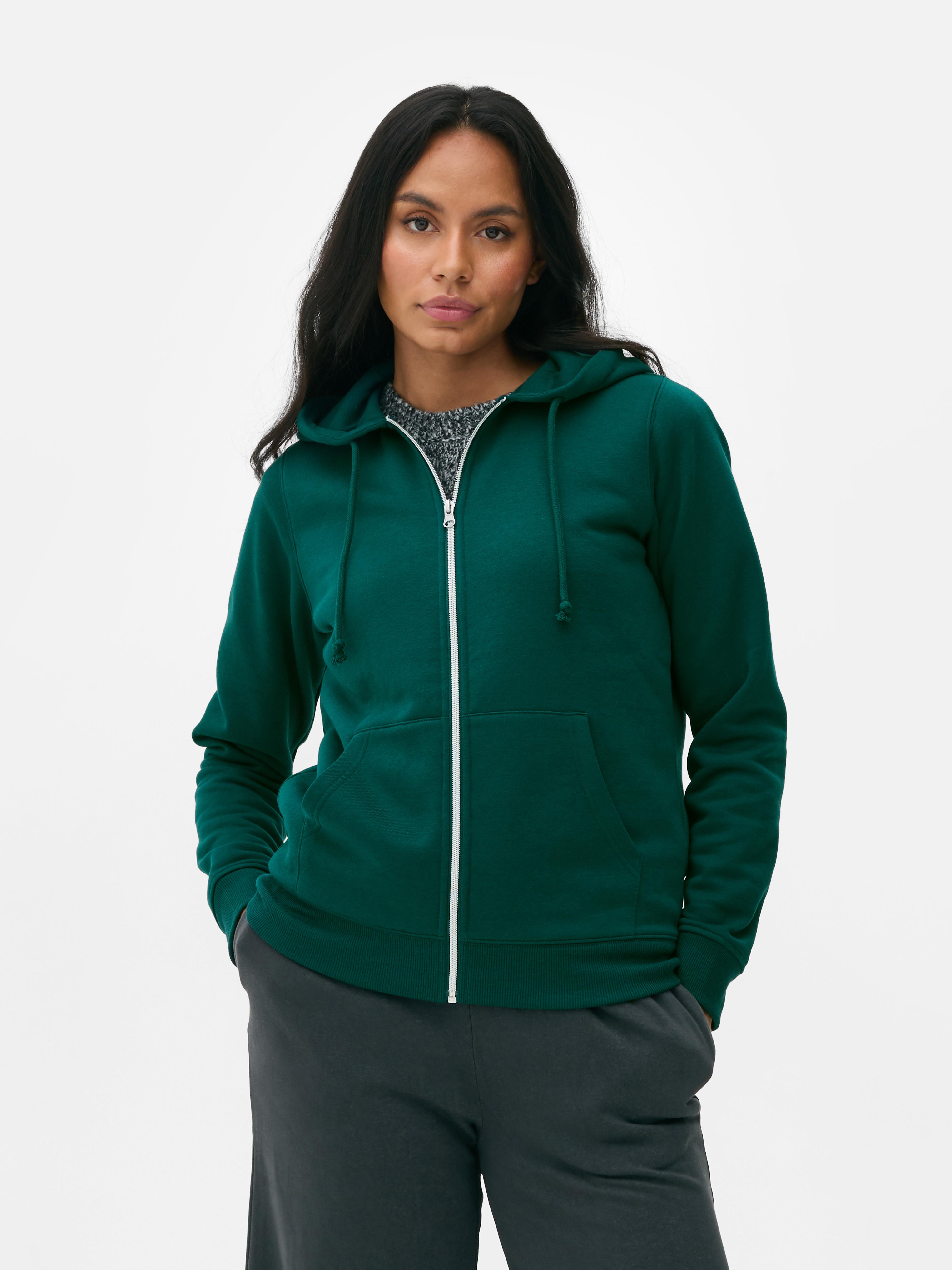 Womens Dark Green Essential Zip Up Hoodie Primark