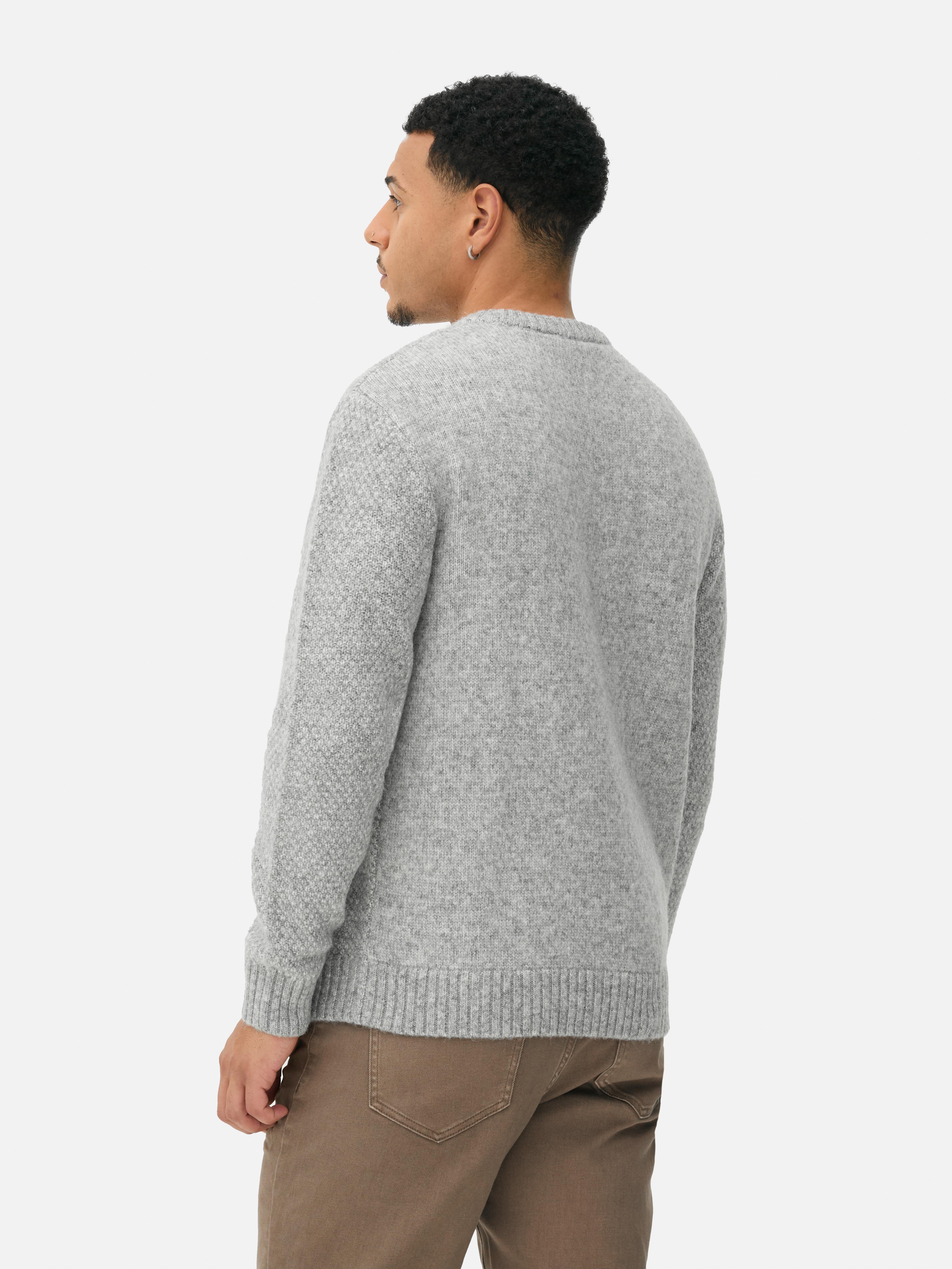 Men's Gray Classic Cable Knit Sweater Primark