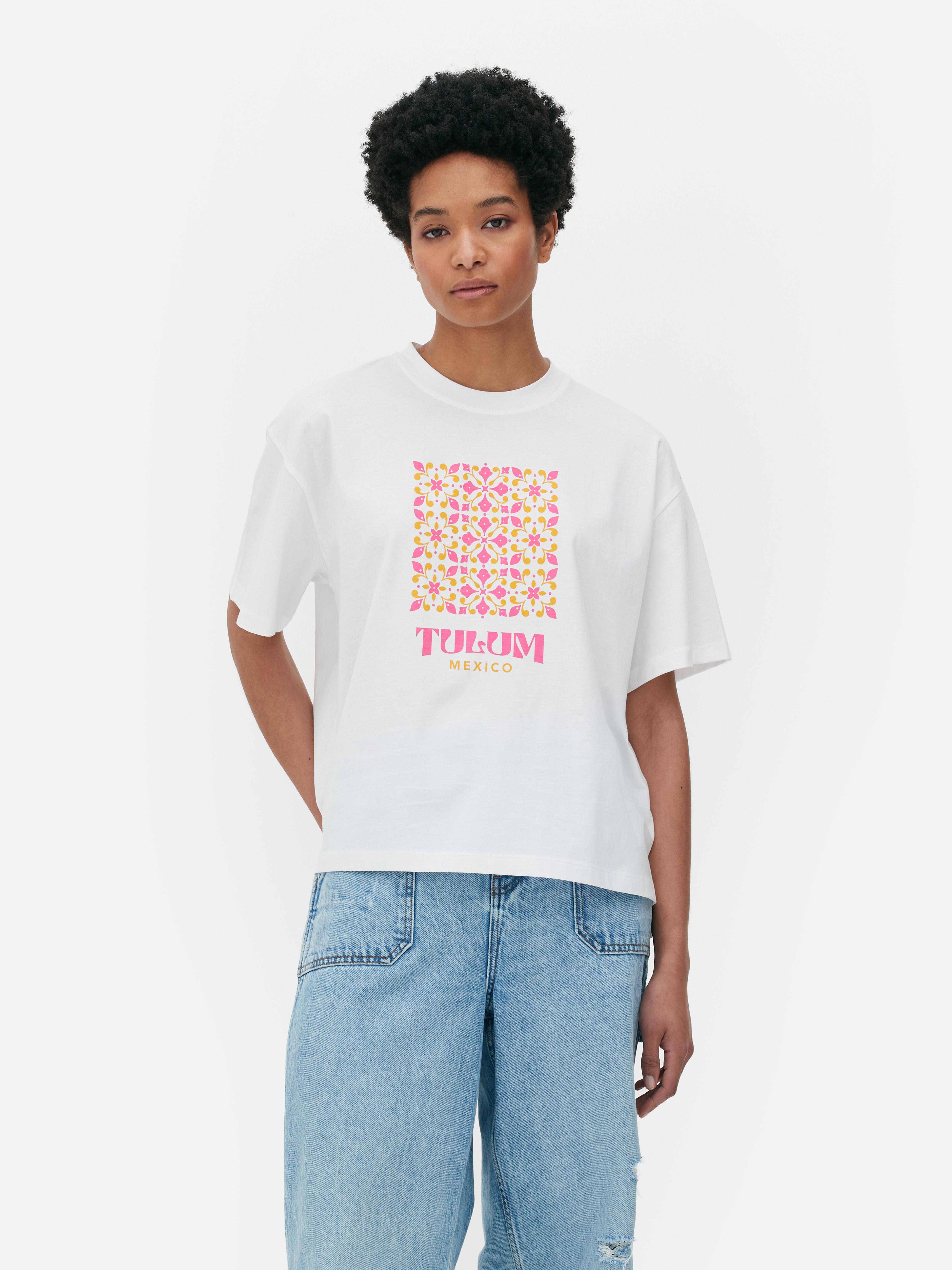 Womens White Graphic Boxy T-Shirt | Primark