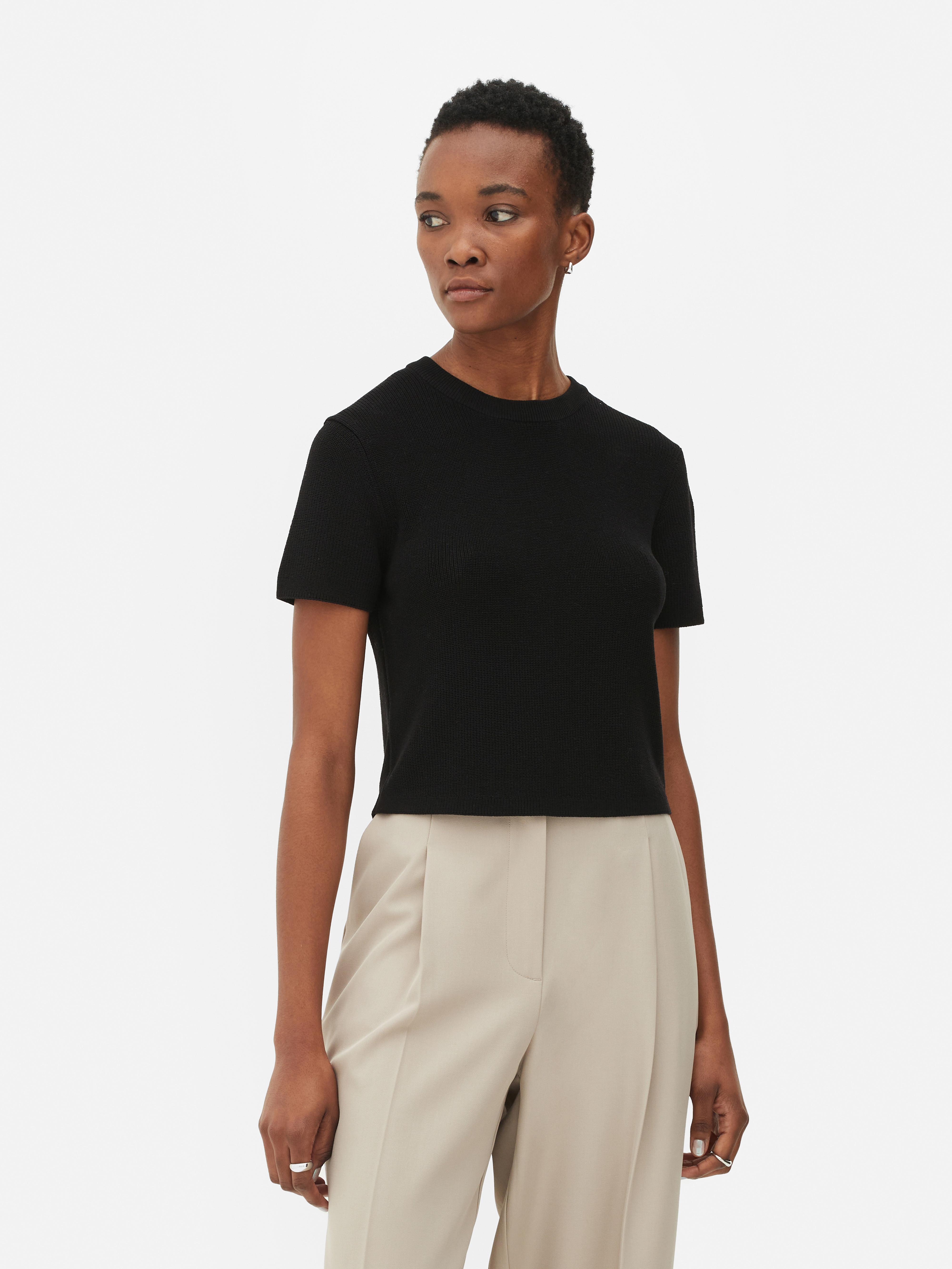 Gestricktes T-Shirt mit Rundhalsausschnitt - Schwarz - Damen | Primark 