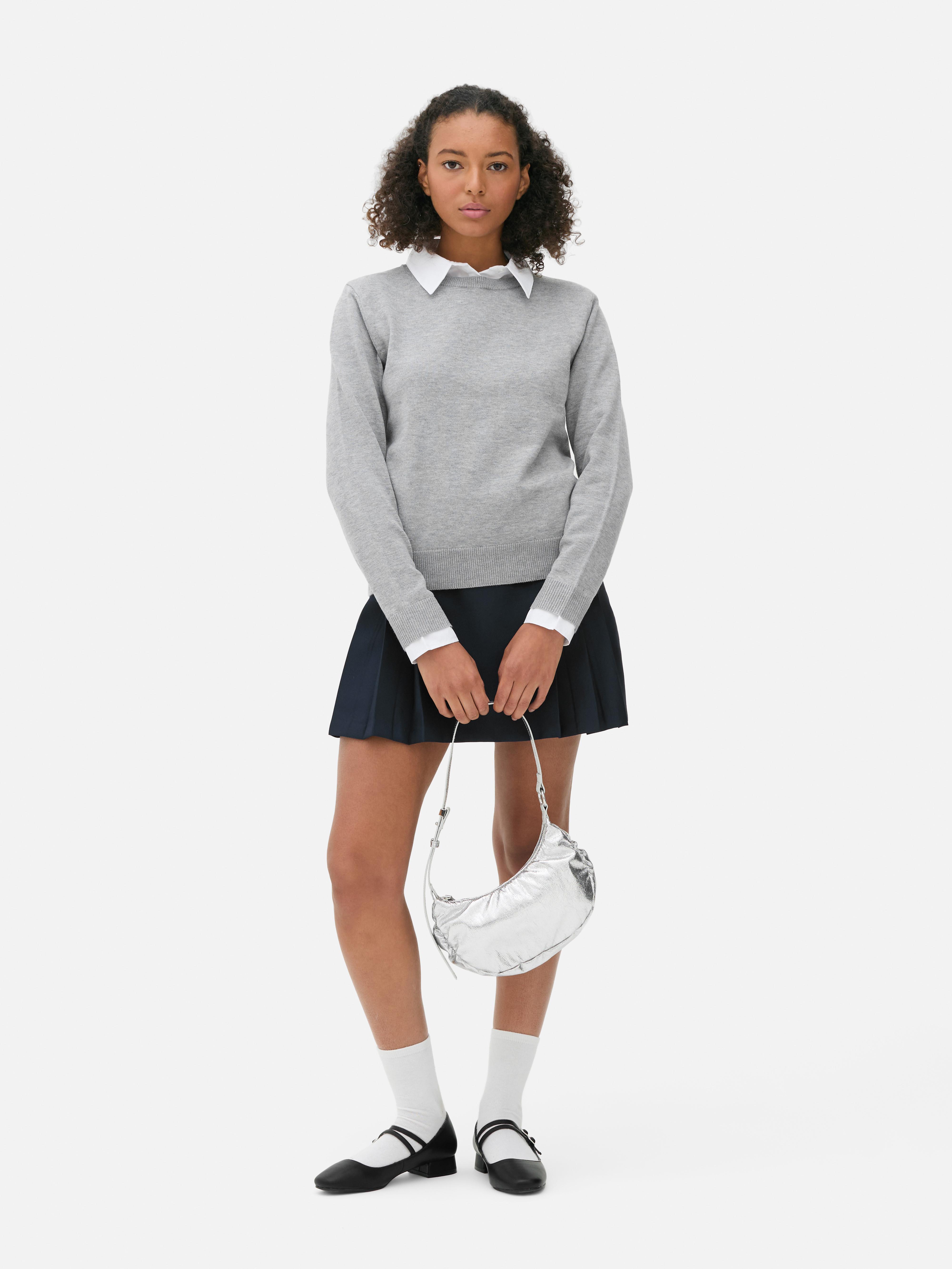 Maglione Donna 2 In 1 Con Colletto Jeans - Look Stratificato Senza Sforzo, Perfetto Per Smart Casual