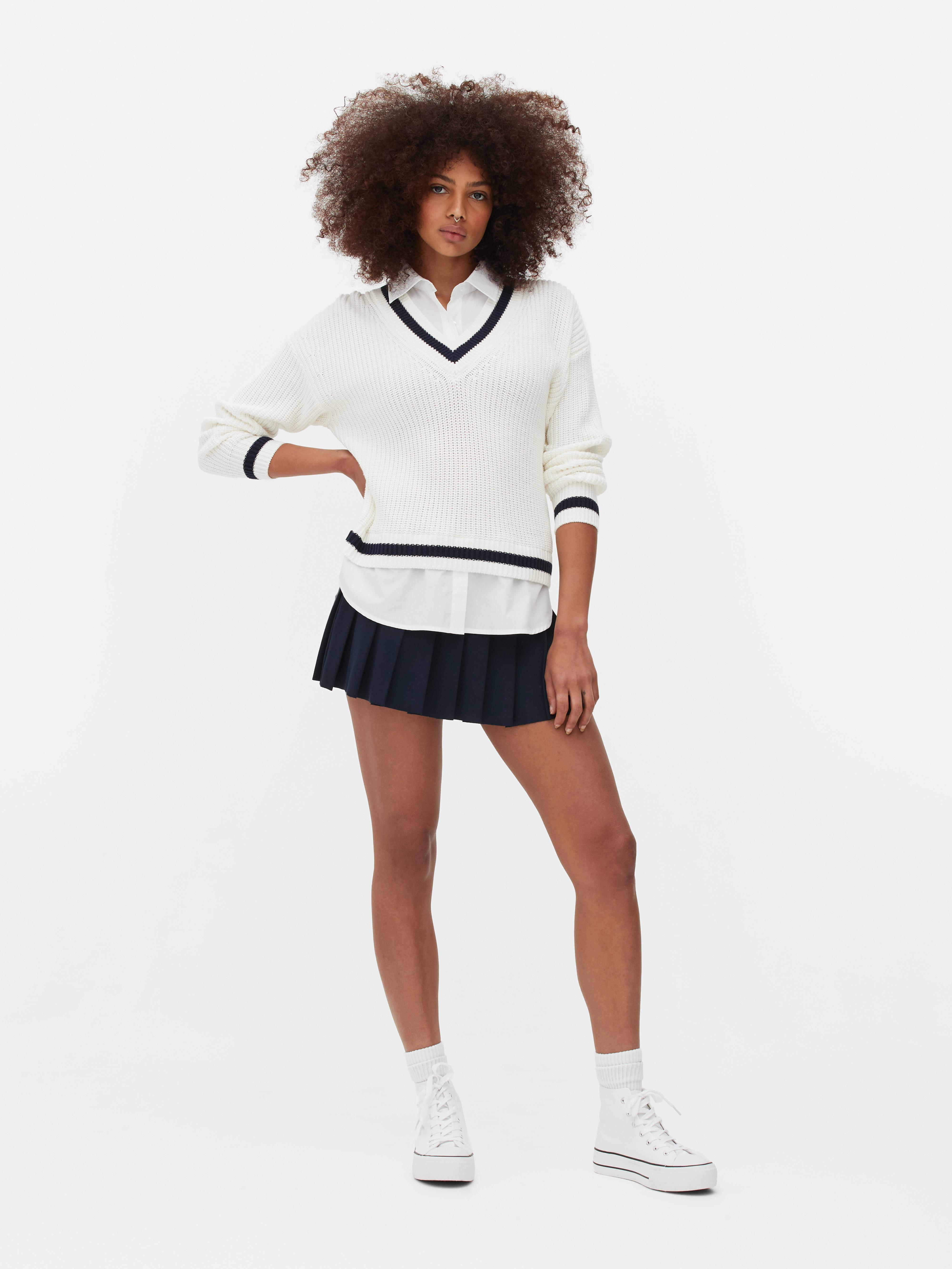 women-s-ivory-two-in-one-preppy-pullover-and-shirt-primark
