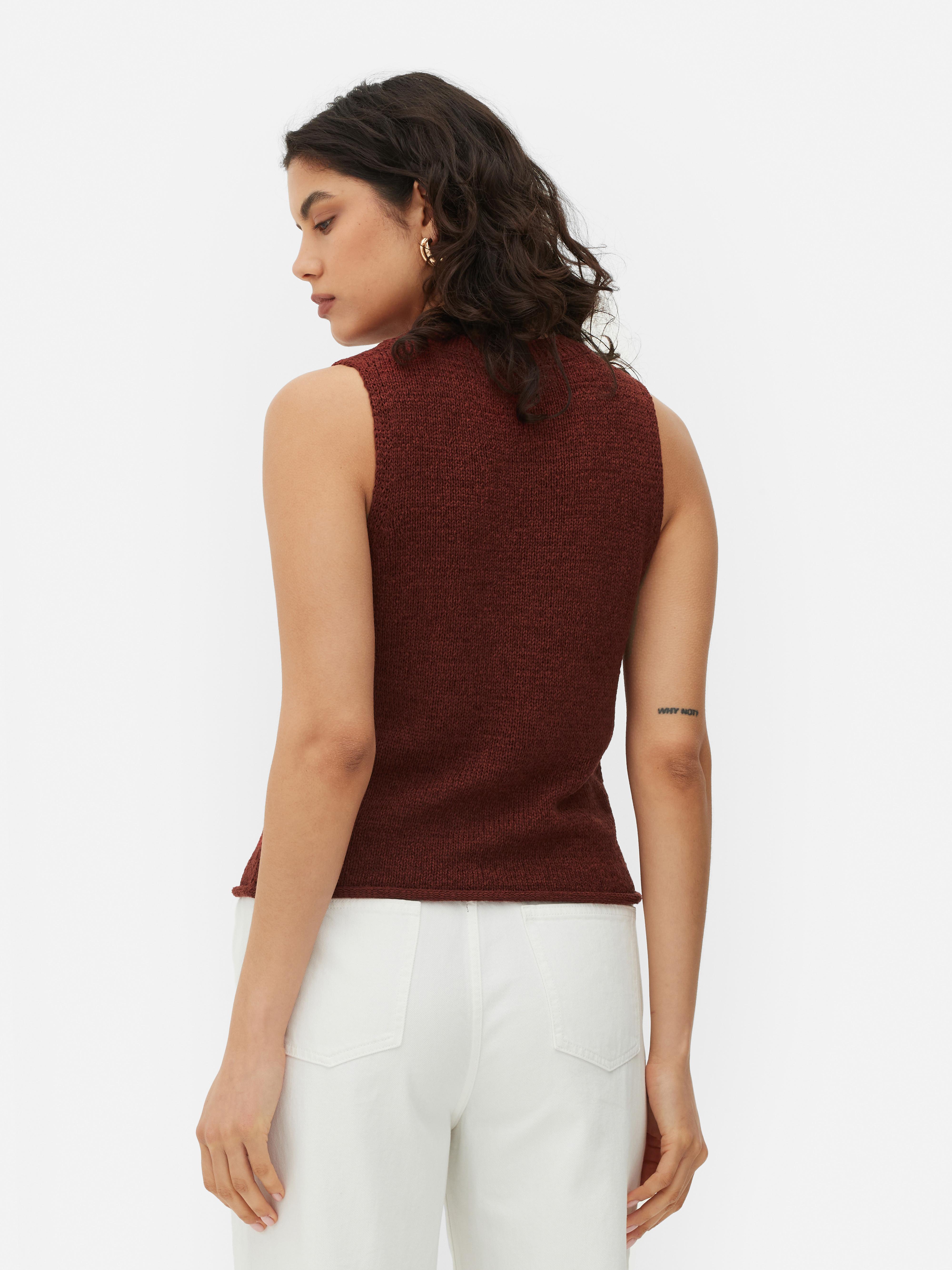 Womens Terracotta Raw Hem Knitted Vest | Primark