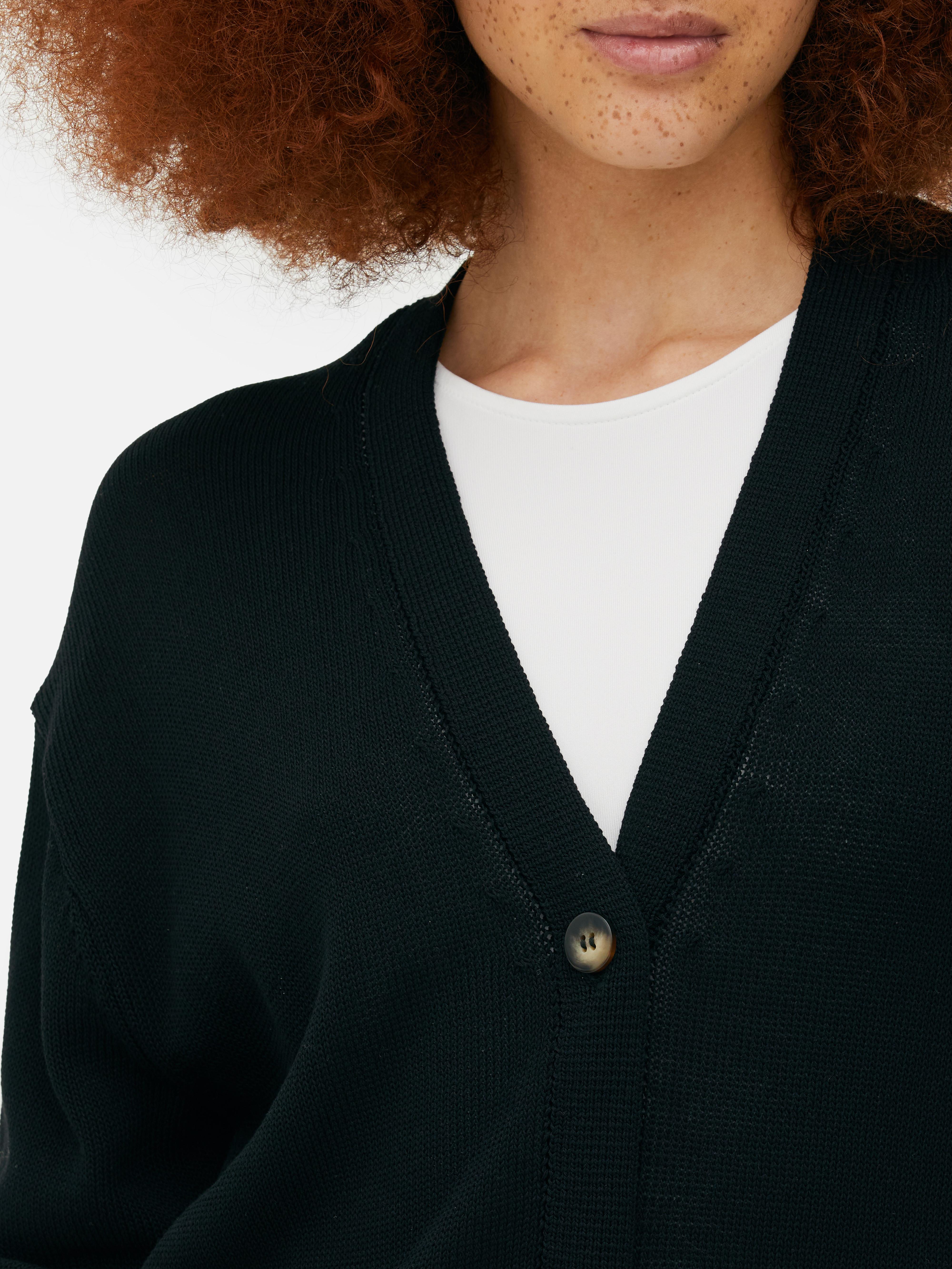 Womens Black Textured Boyfriend Cardigan Primark