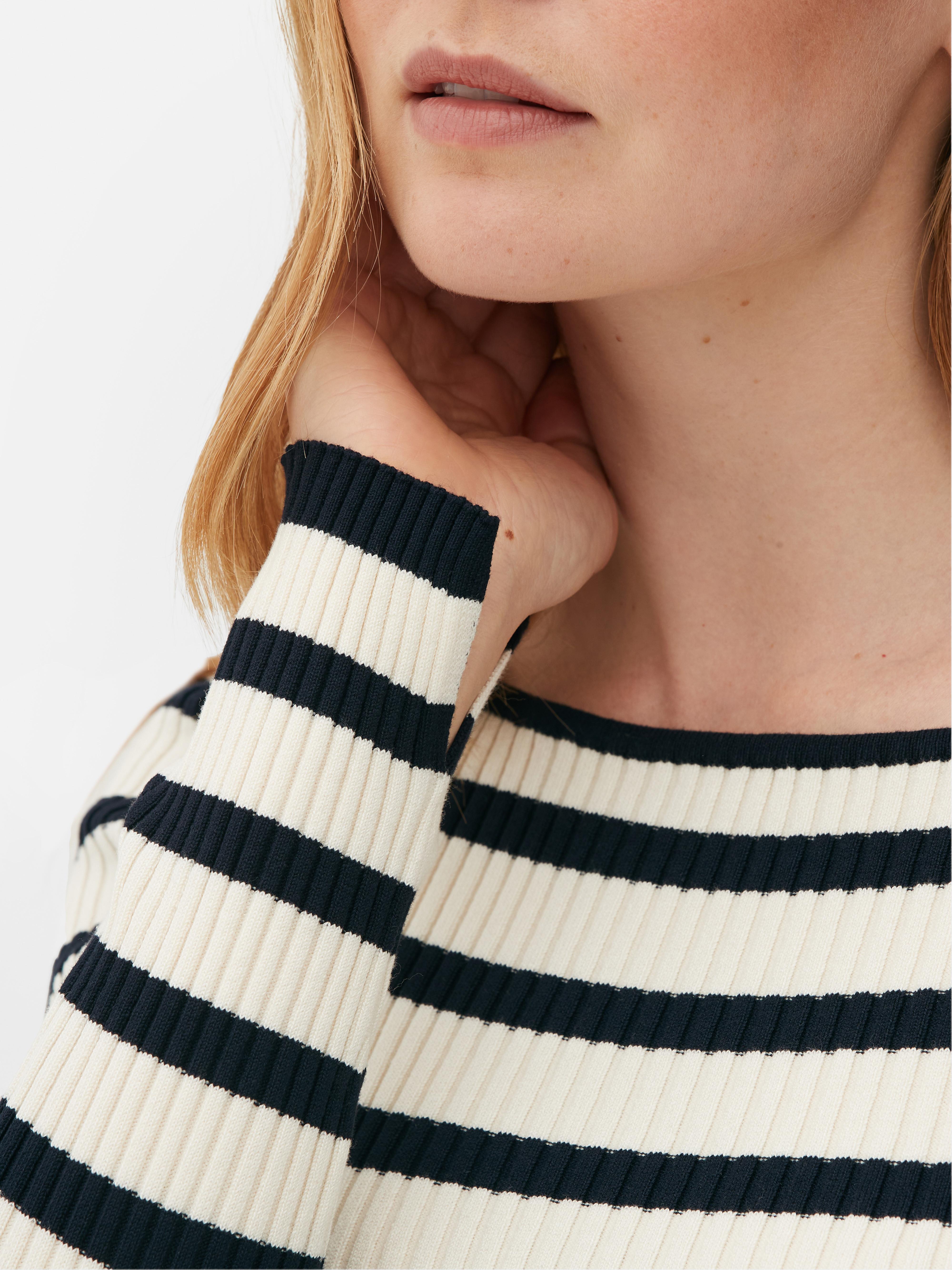 Geripptes Top mit U-Boot-Ausschnitt - Marineblau - Damen | Primark