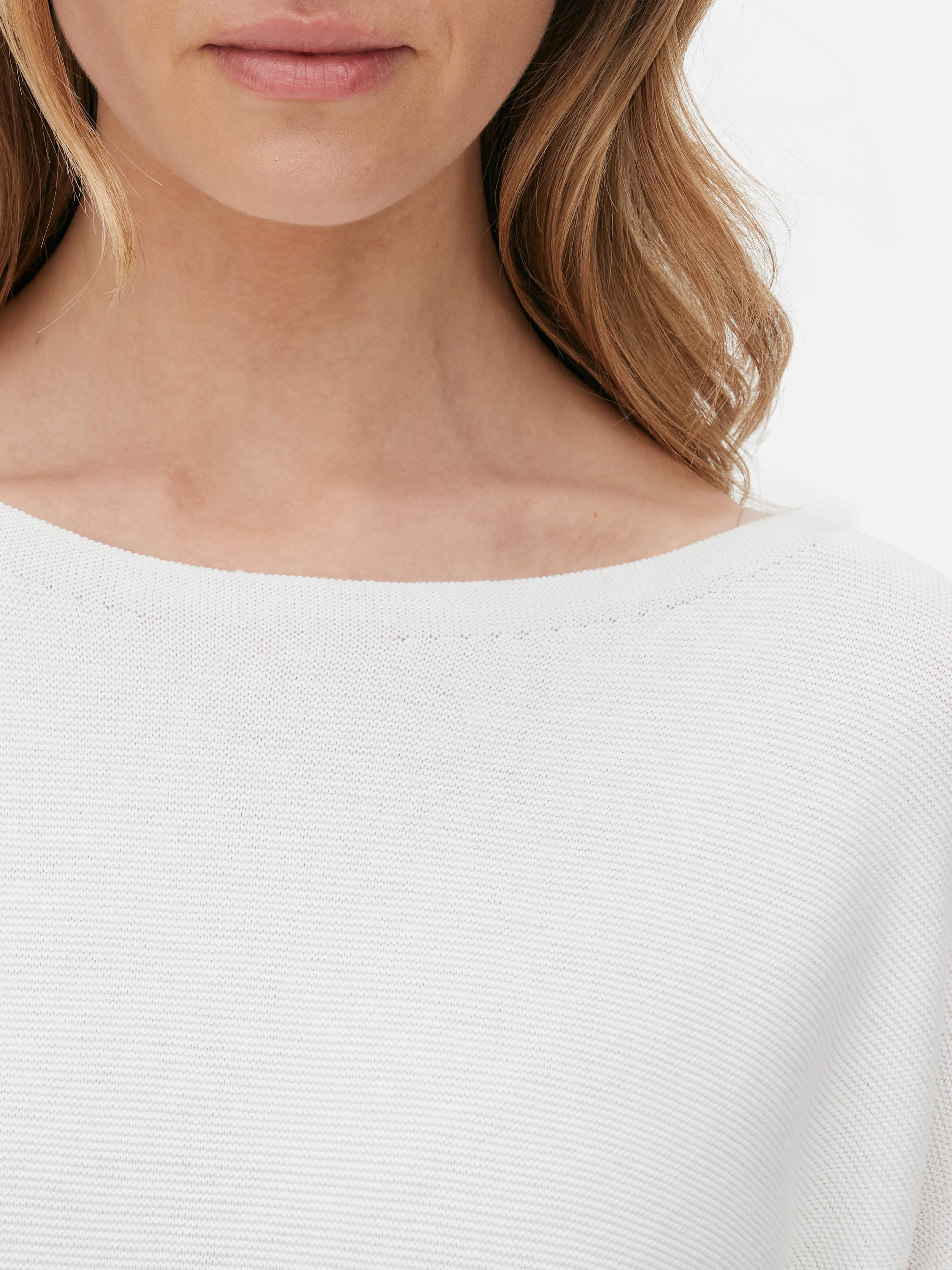 Langärmeliger Pullover mit U-Boot-Ausschnitt - Weiß - Damen | Primark