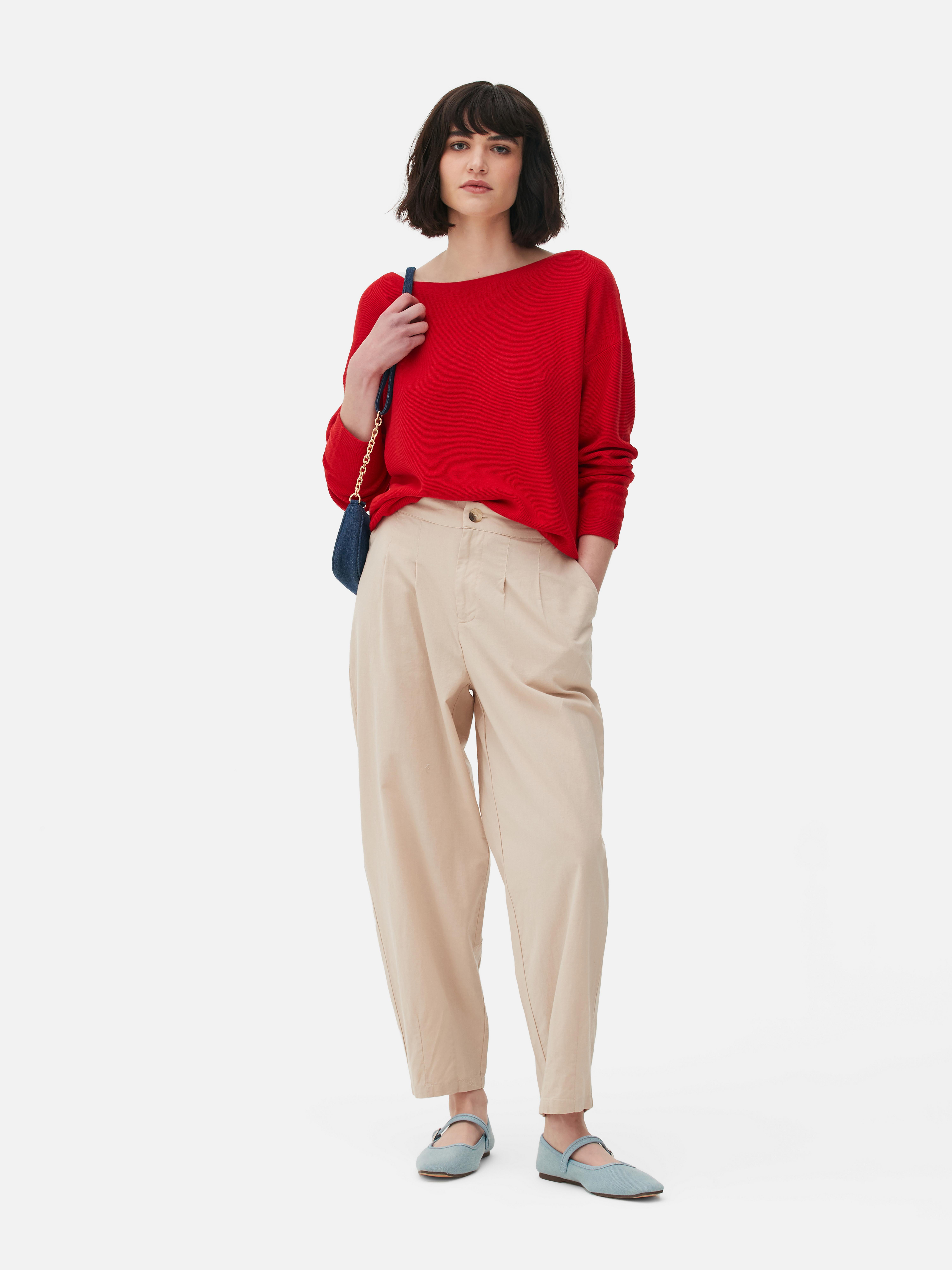 Langärmeliger Pullover mit U-Boot-Ausschnitt - Rot - Damen | Primark
